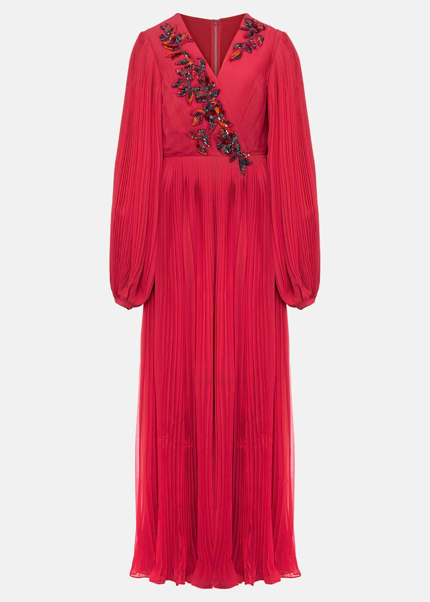 Lillian Pleated Wrap Maxi Dress