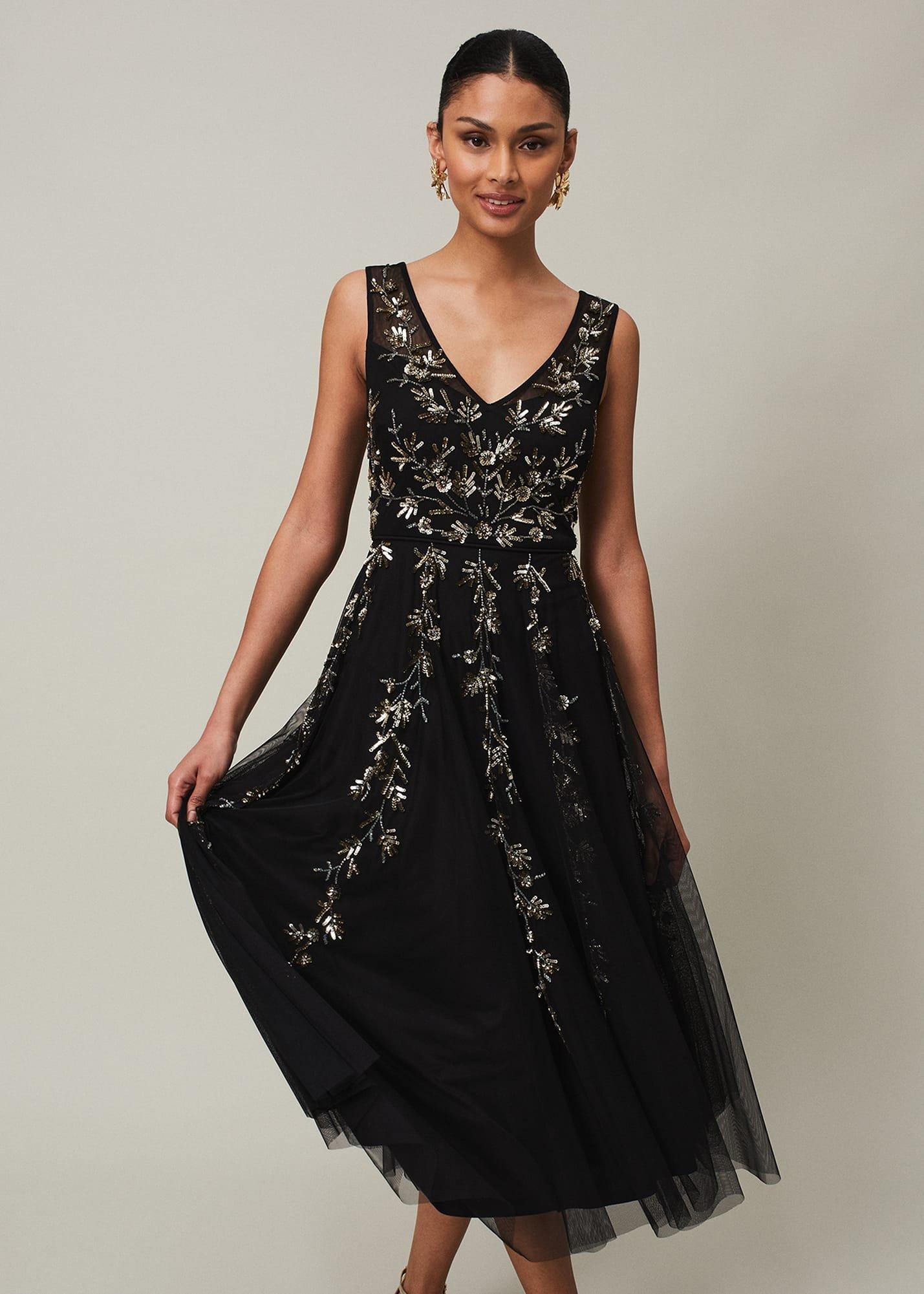 Marissa Floral Embellished Midi Dress