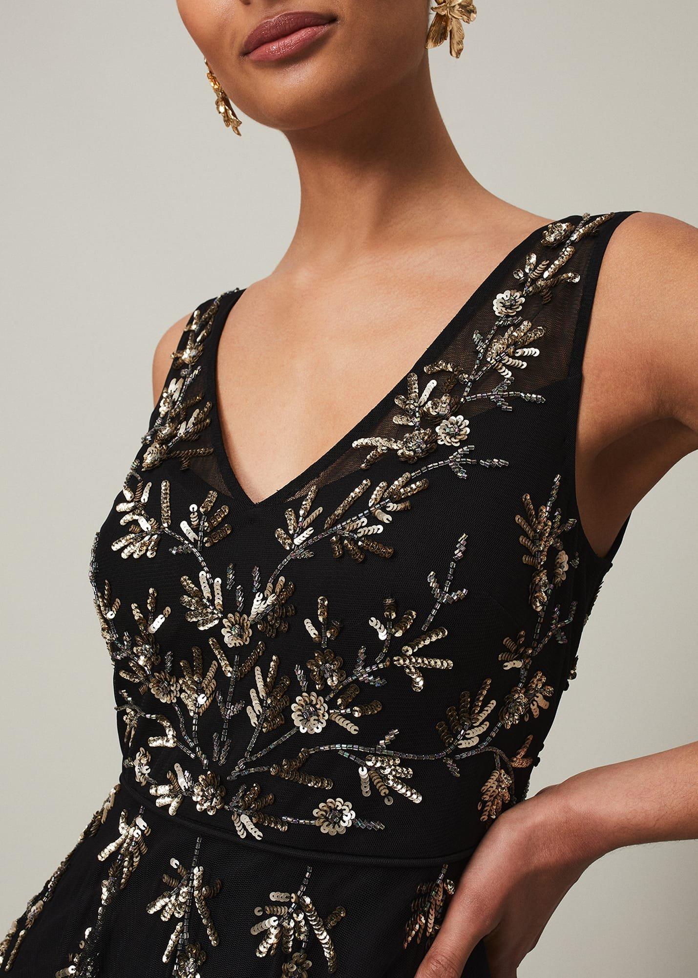 Marissa Floral Embellished Midi Dress