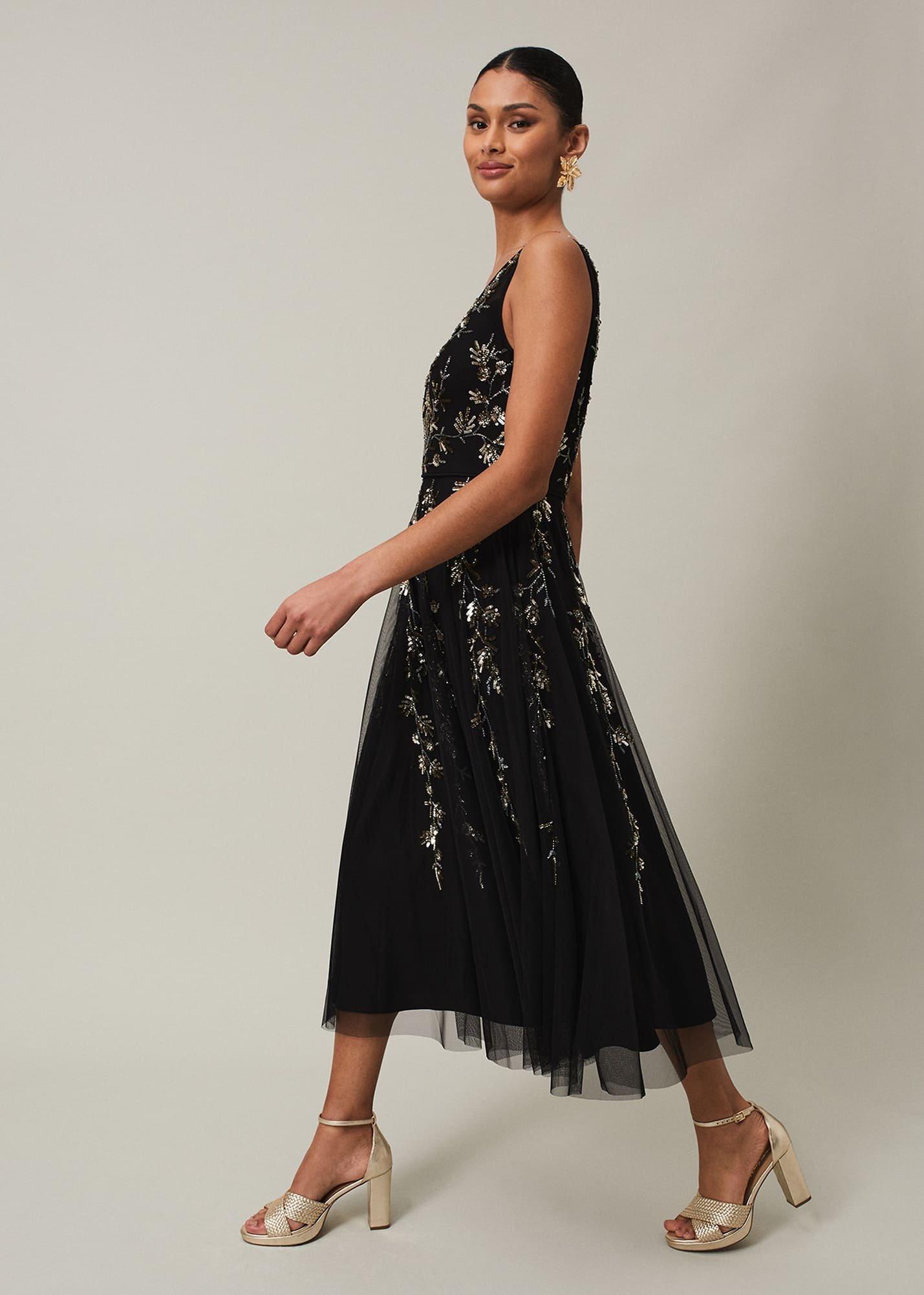 Marissa Floral Embellished Midi Dress