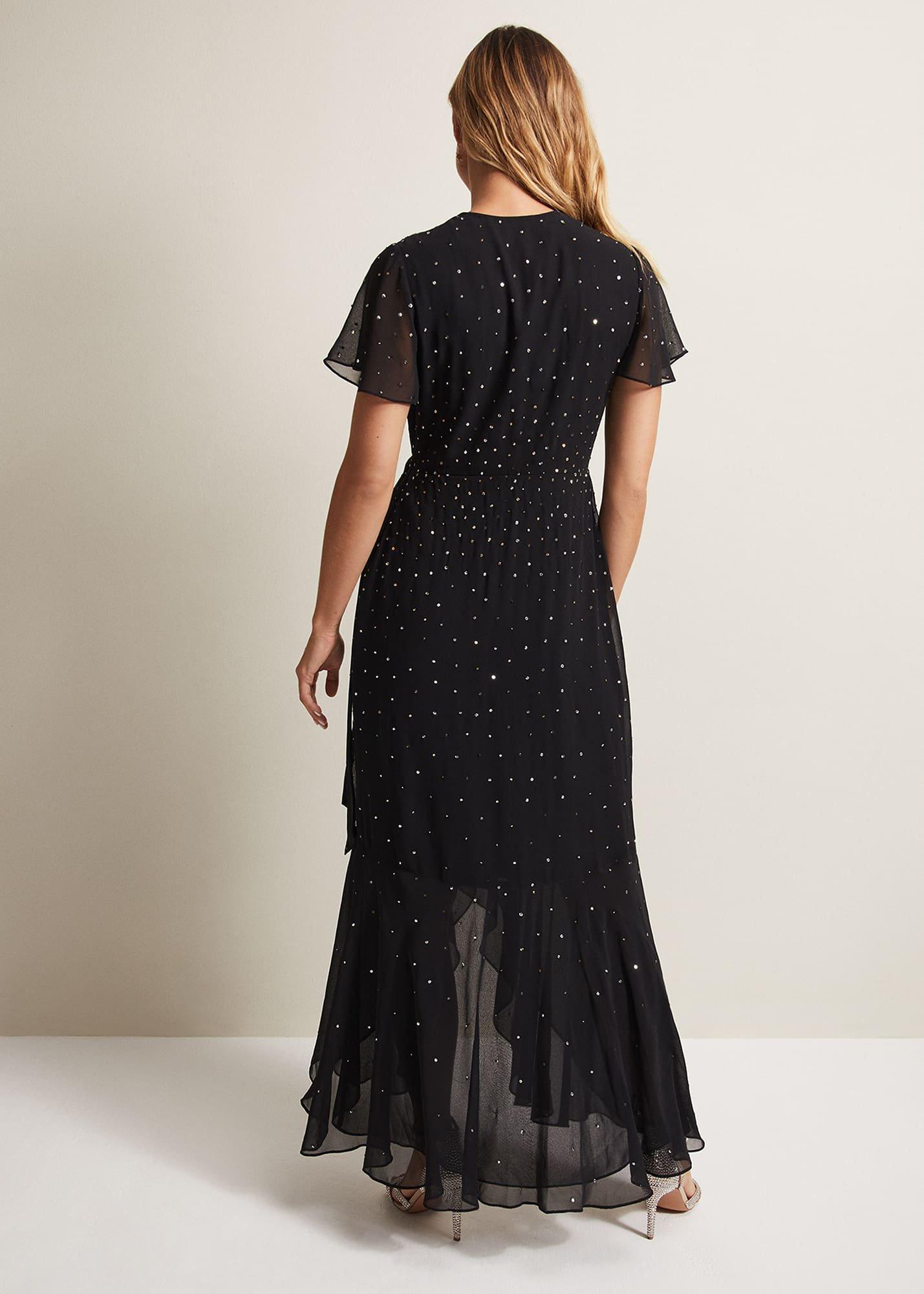 Melody Sequin Feather Maxi Dress