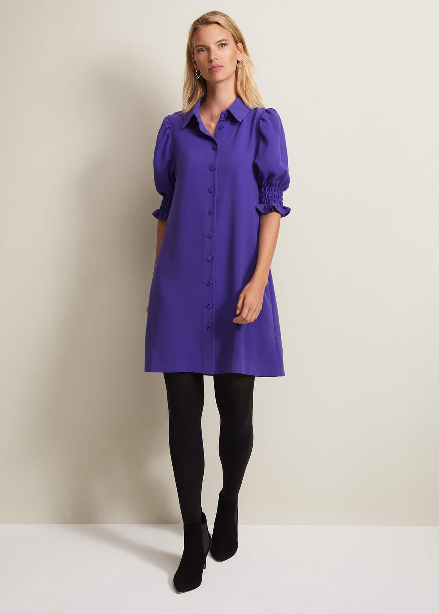Candice Purple Button Mini Dress