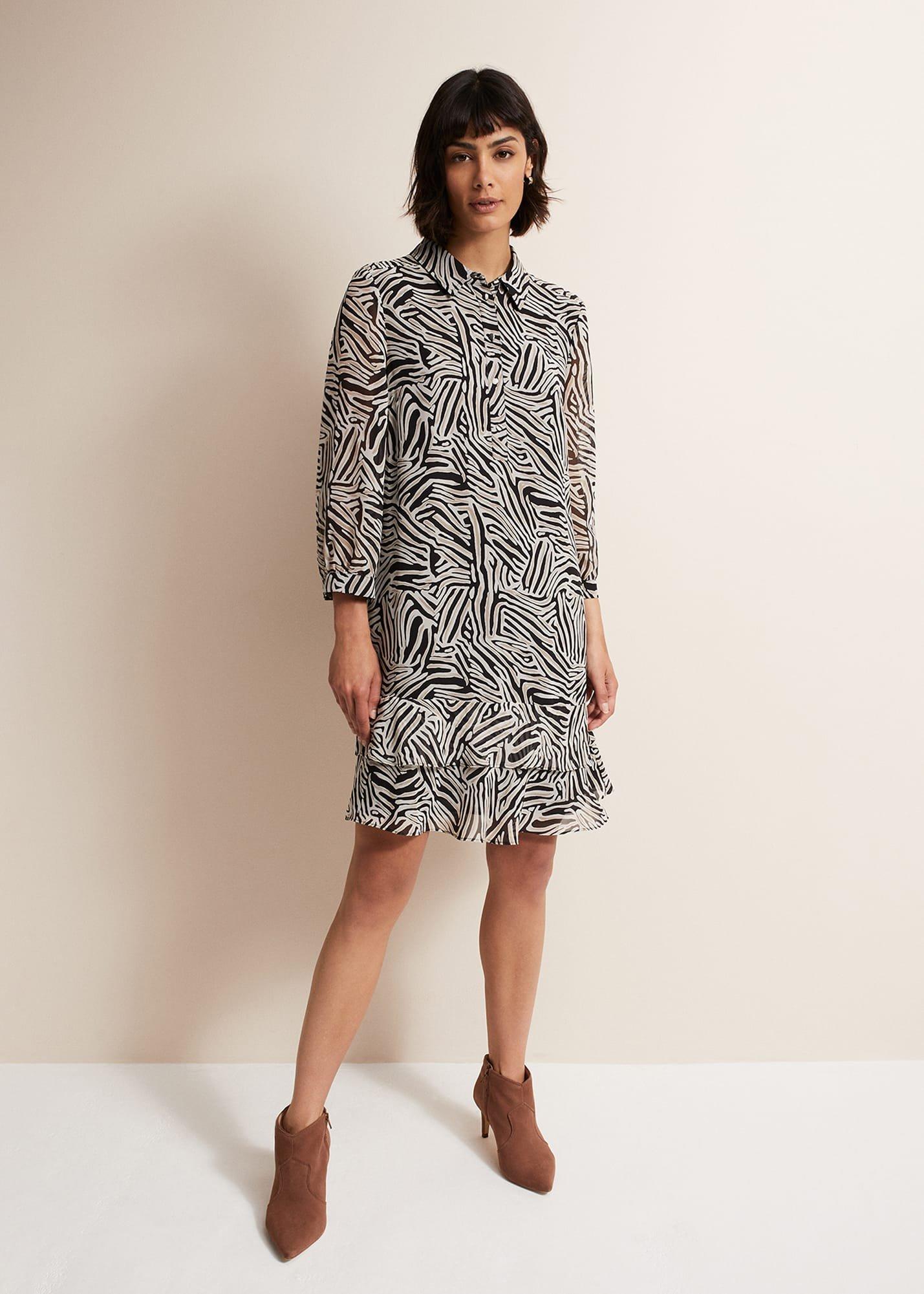 Penelope Zebra Shirt Mini Dress