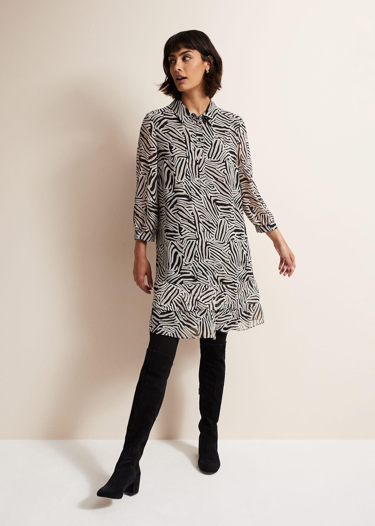 Penelope Zebra Shirt Mini Dress
