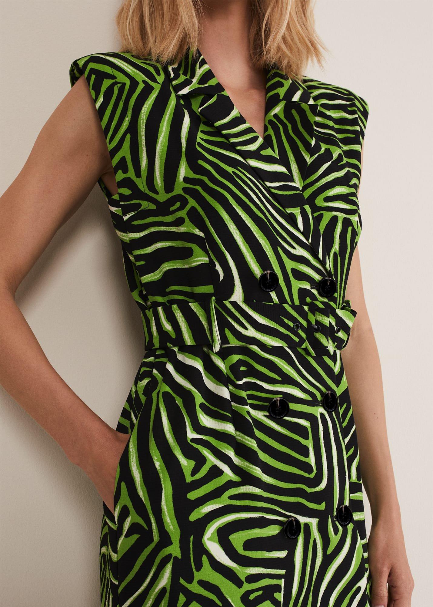 Trinny Zebra Print Trench Midi Dress