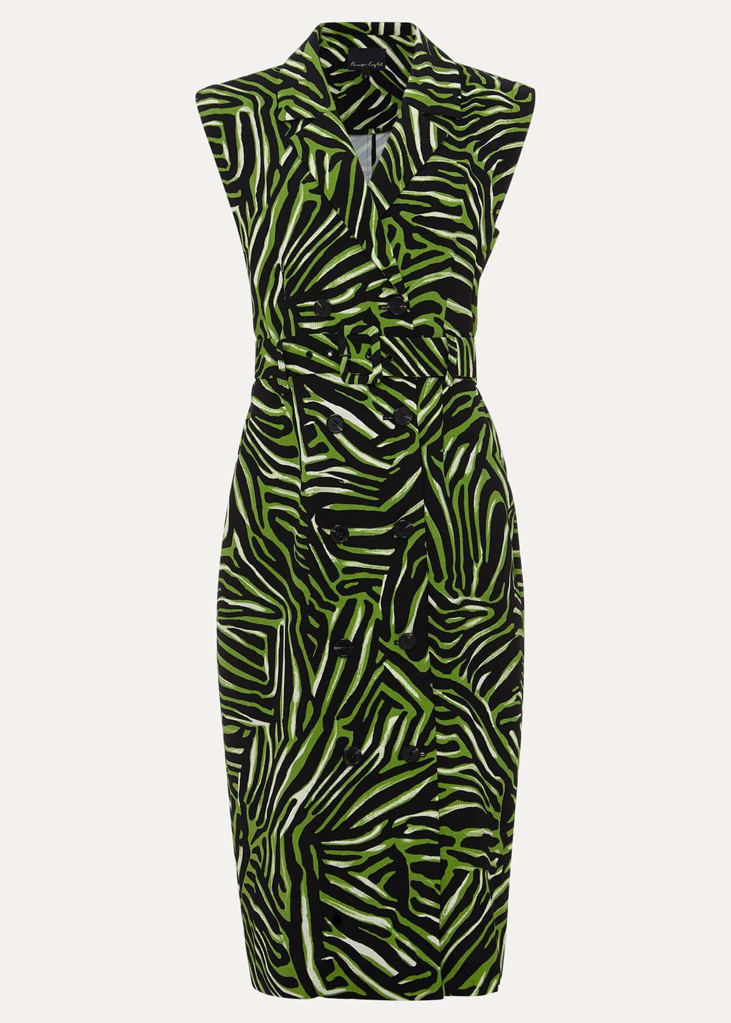 Trinny Zebra Print Trench Midi Dress