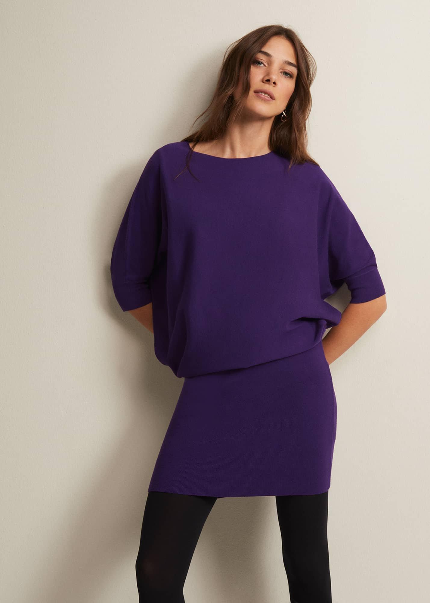 Becca Purple Batwing Mini Dress