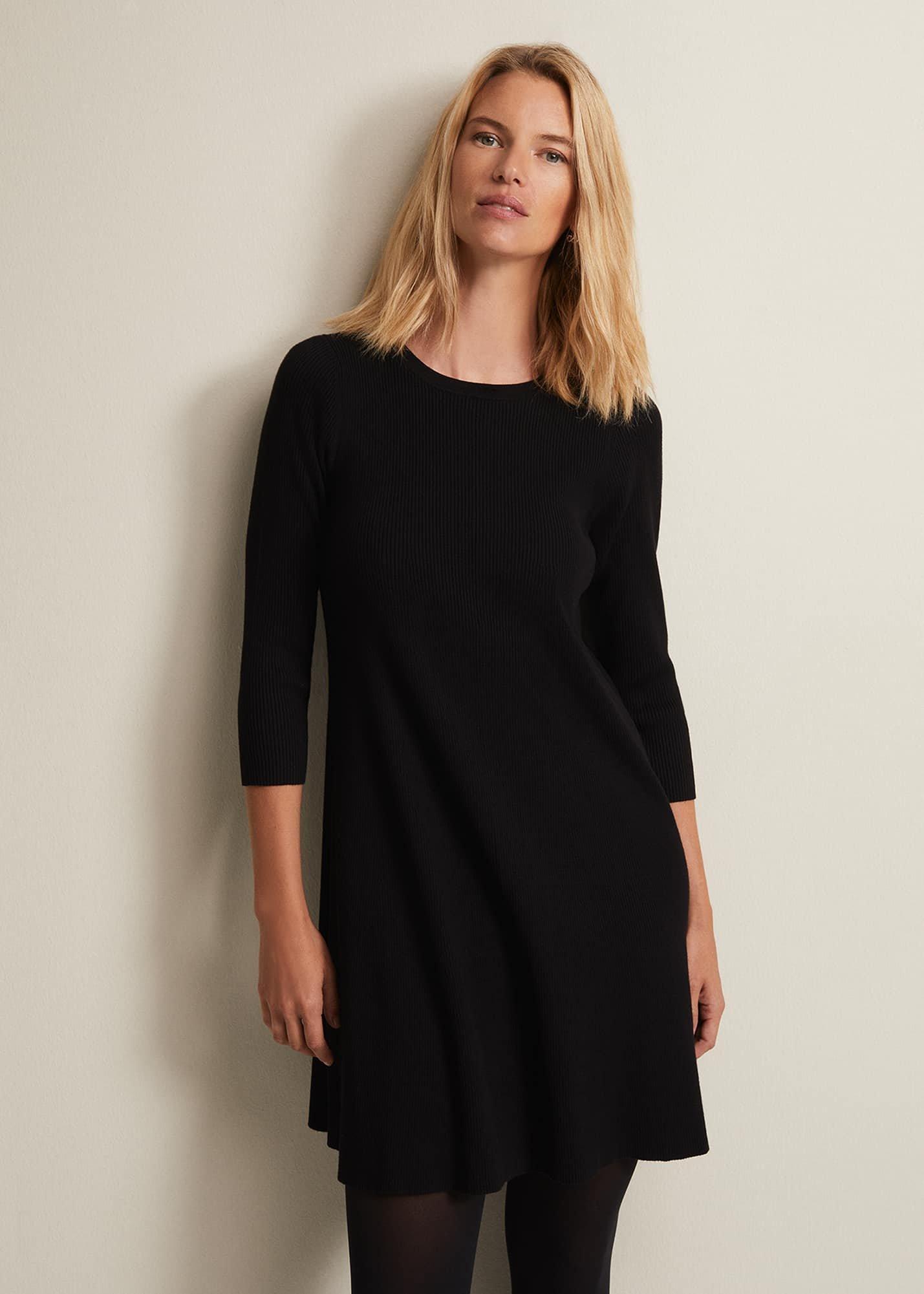 Evelyn Black Ribbed Mini Dress