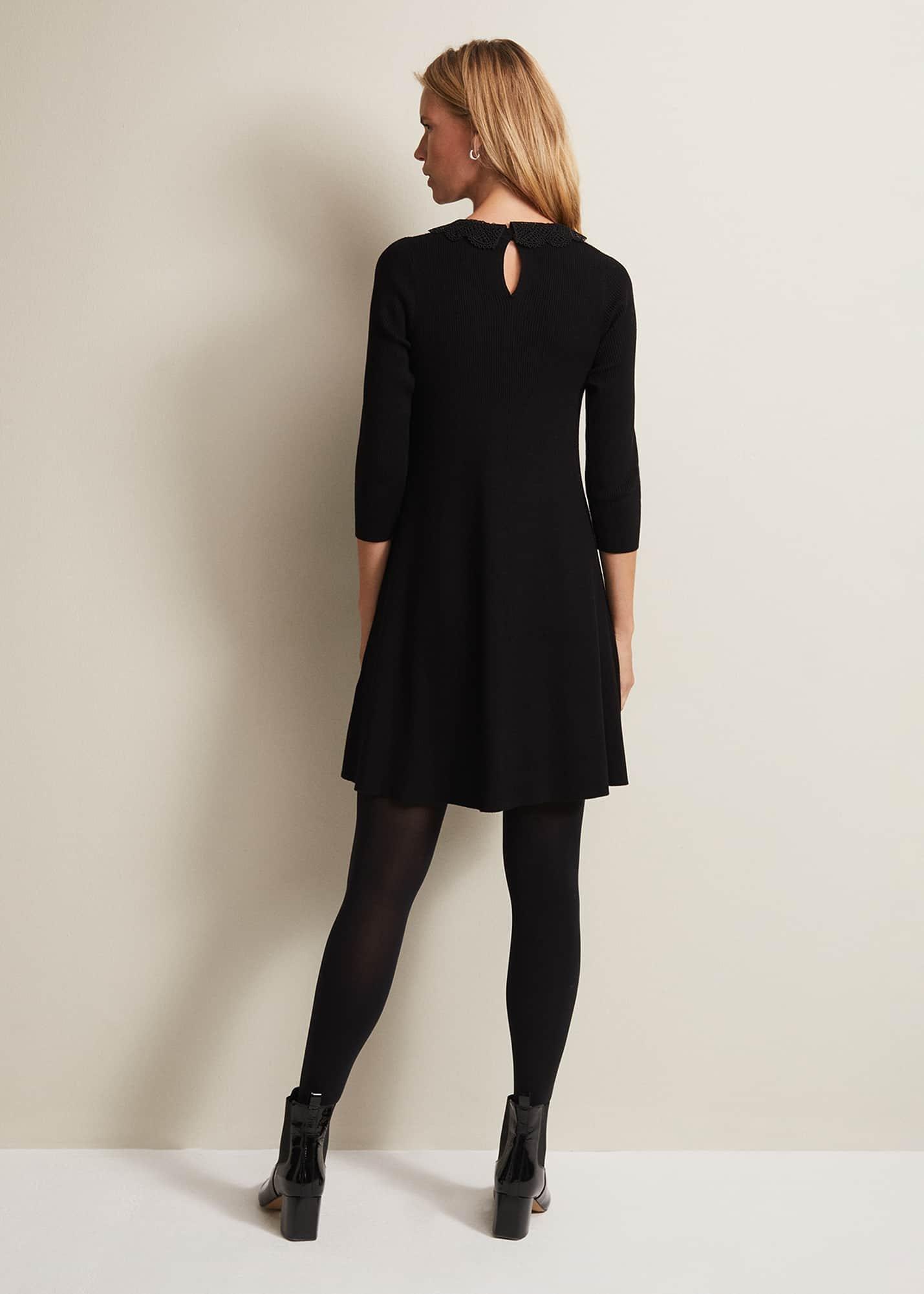 Evelyn Black Ribbed Mini Dress