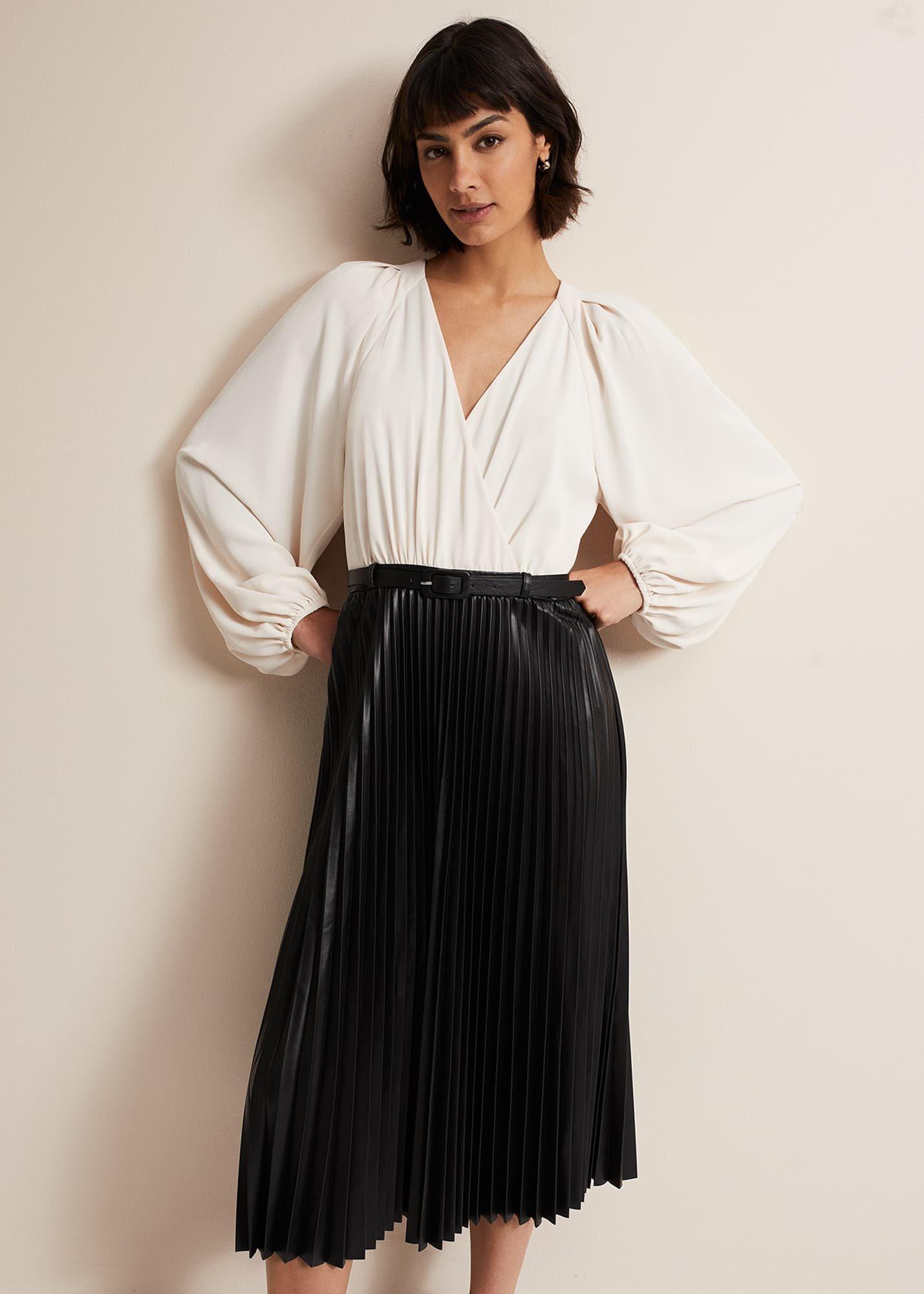 Charlotta Faux Leather Midi Dress