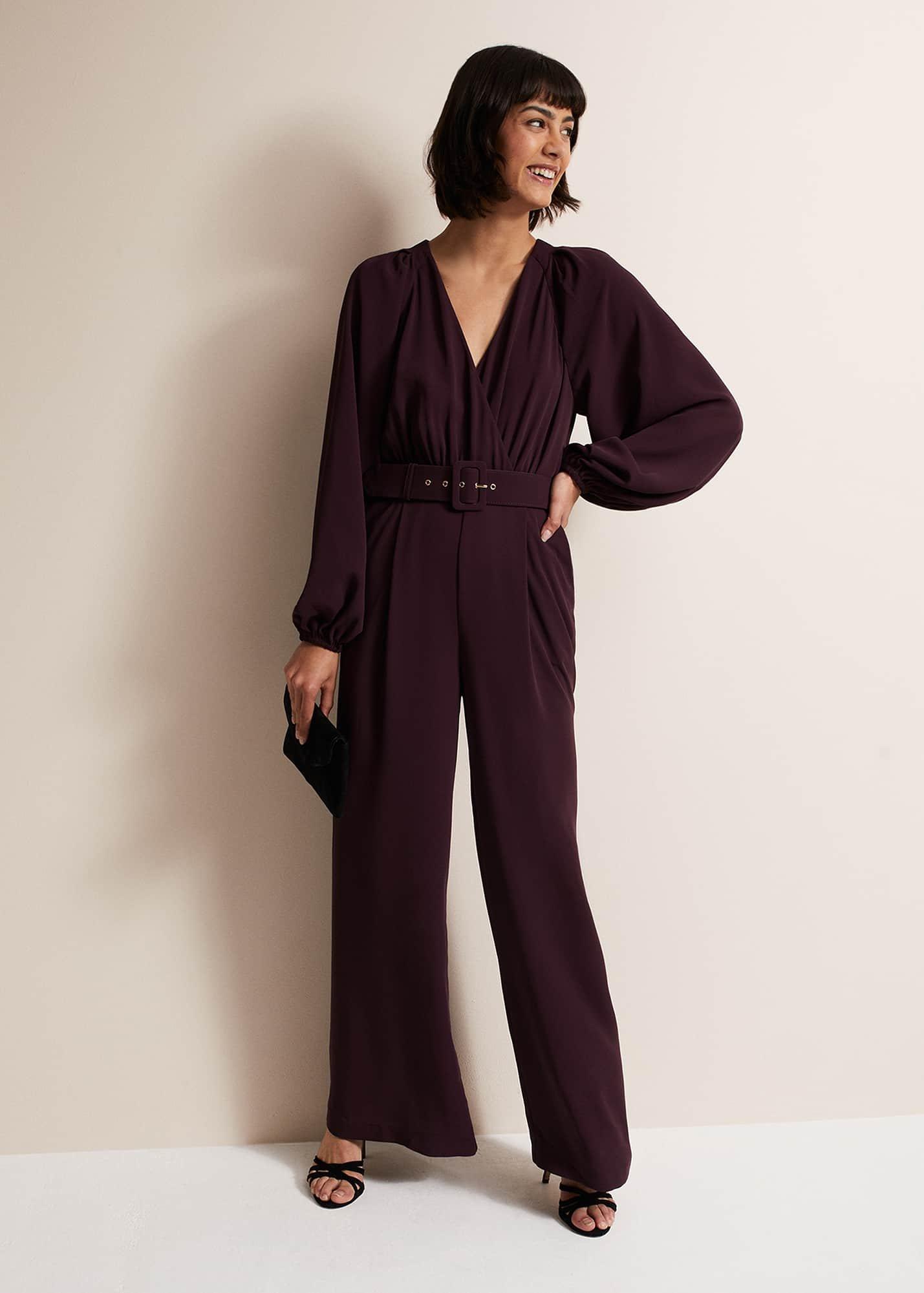 Angelina Burgundy Wide Leg Jumpsuit