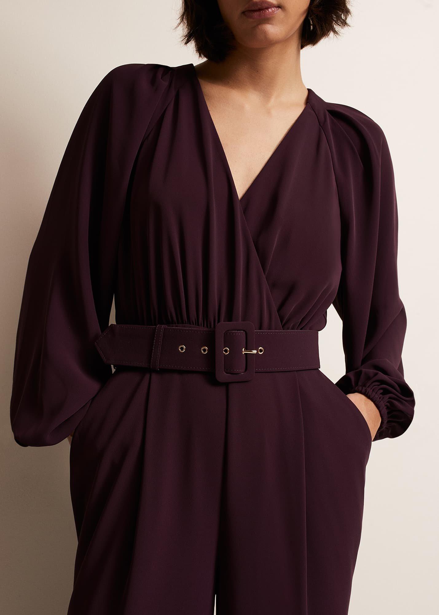 Angelina Burgundy Wide Leg Jumpsuit