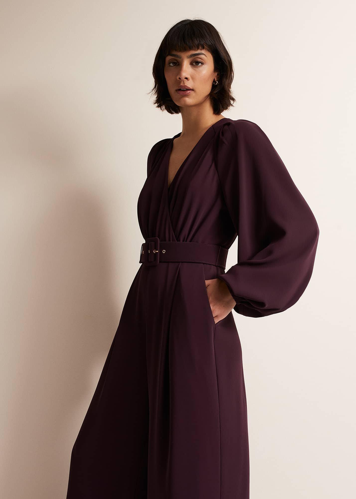 Angelina Burgundy Wide Leg Jumpsuit