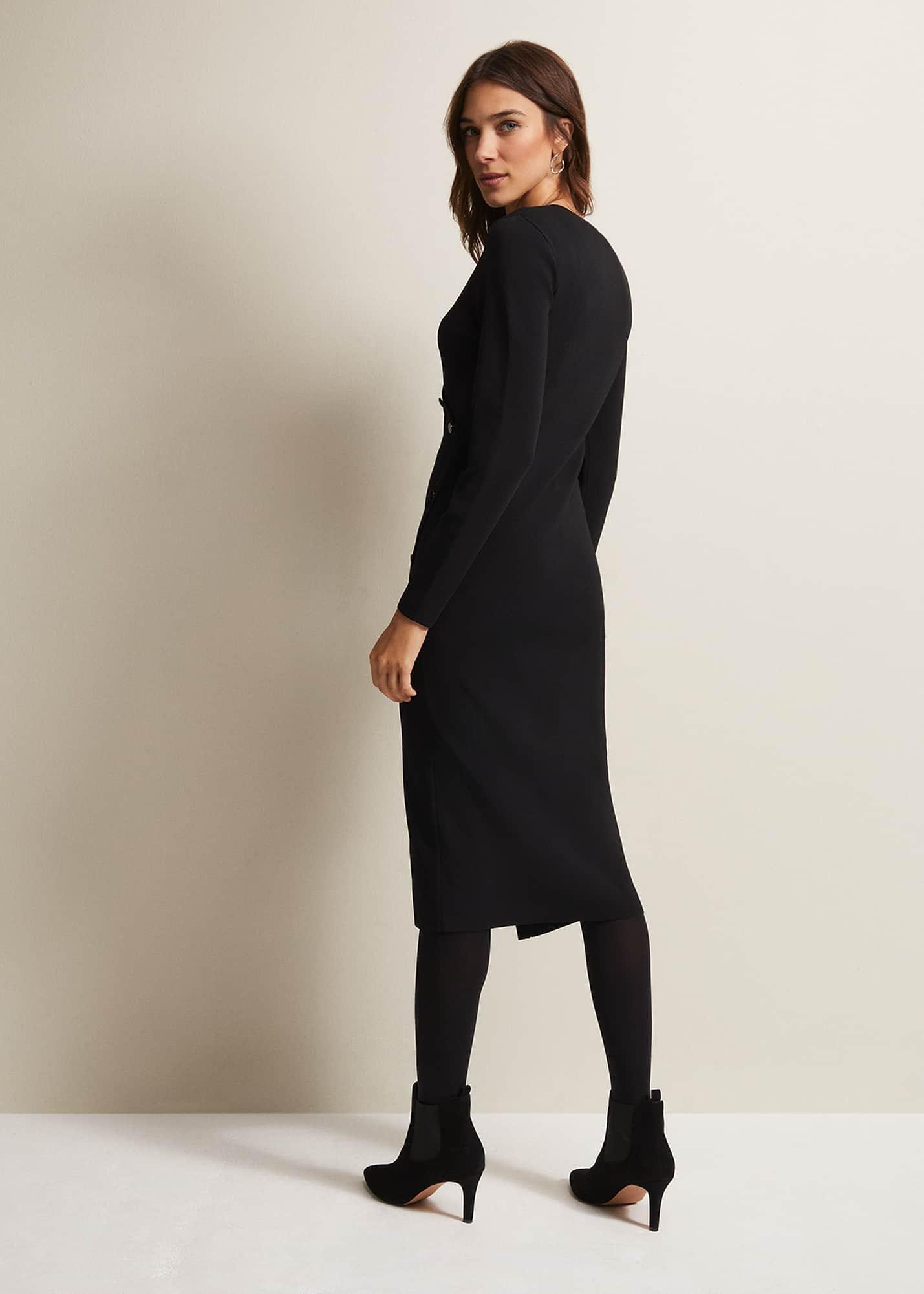 Kellia Black Knitted Midi Dress