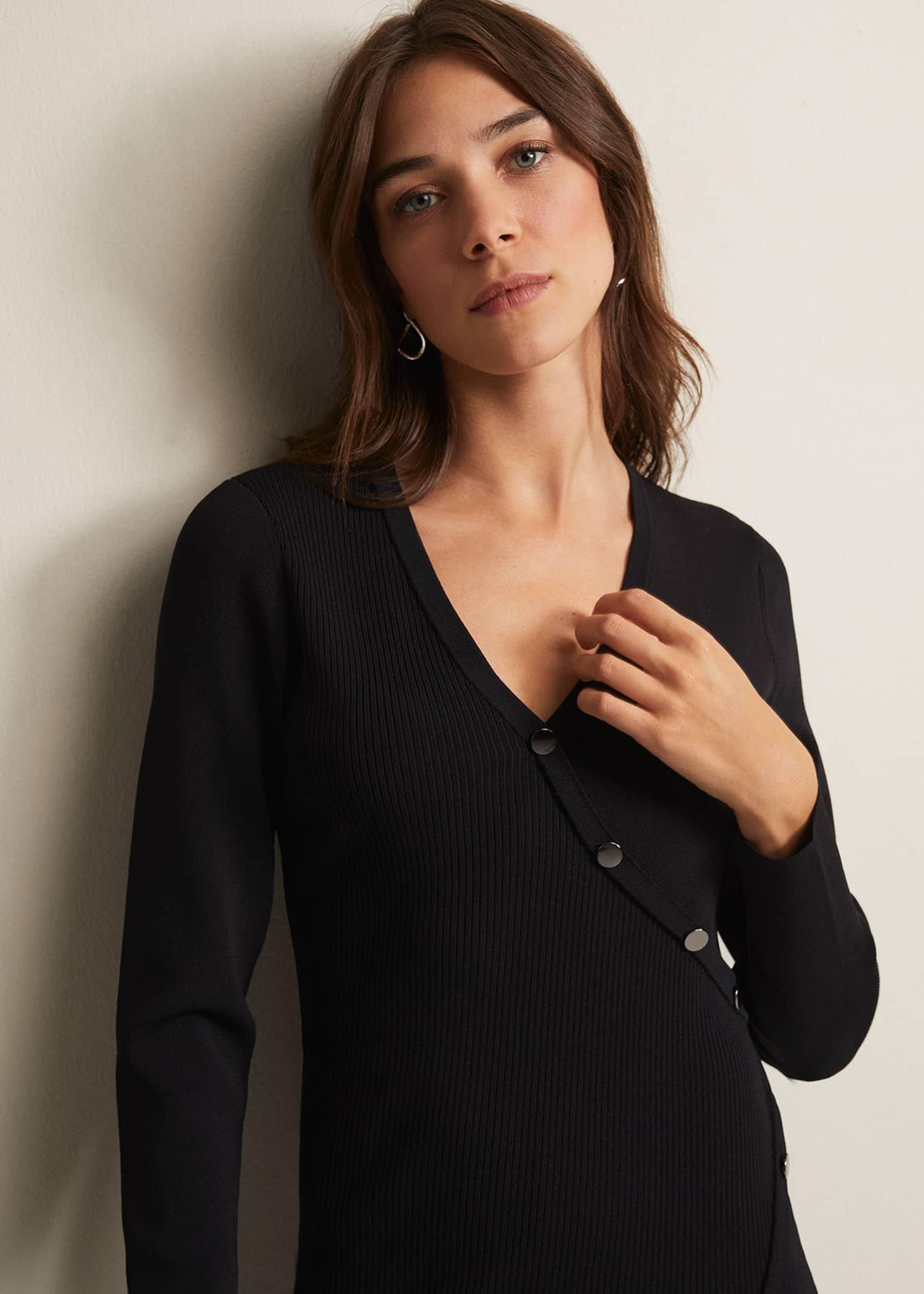 Kellia Black Knitted Midi Dress