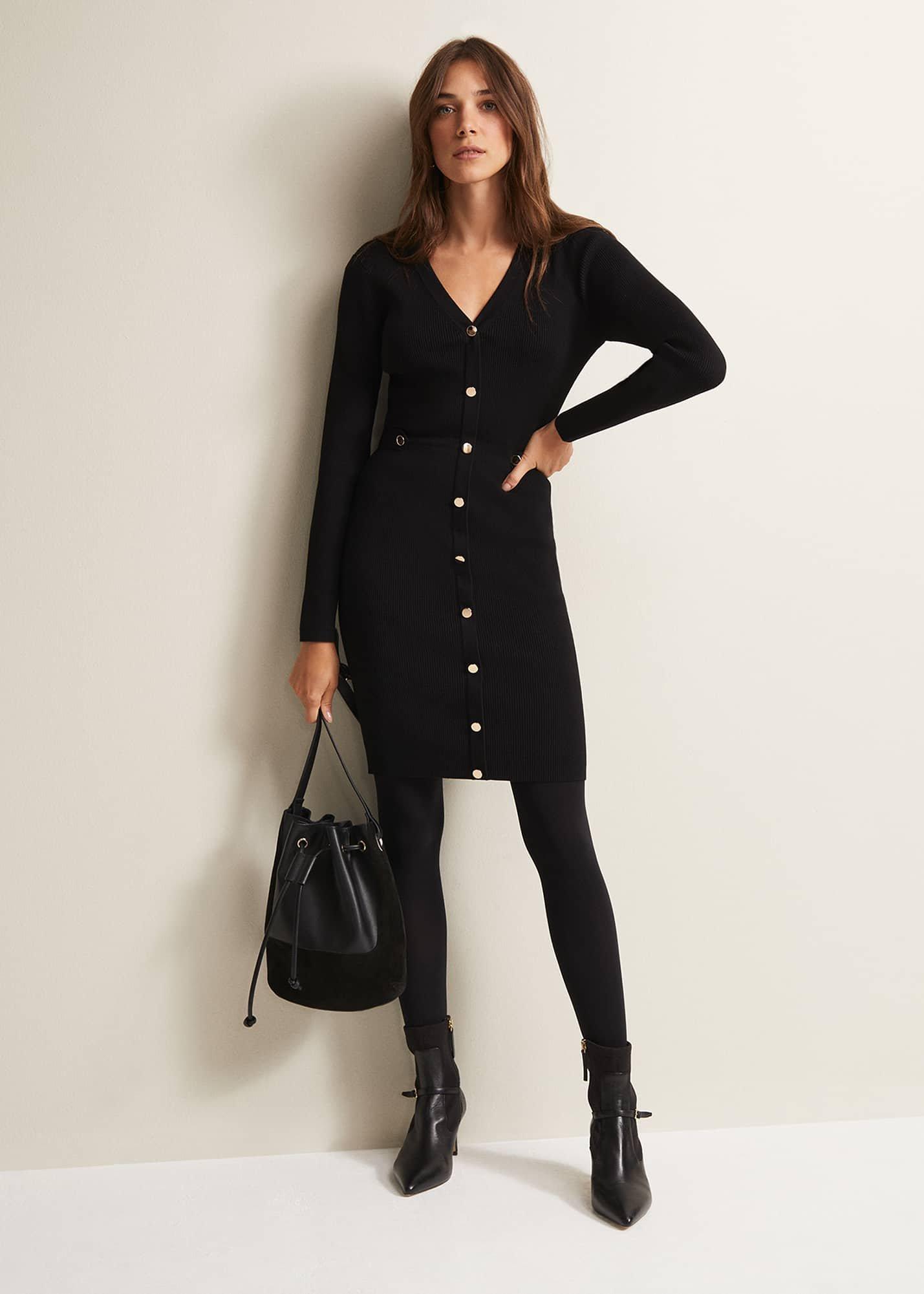Kinza Black Knitted Mini Dress