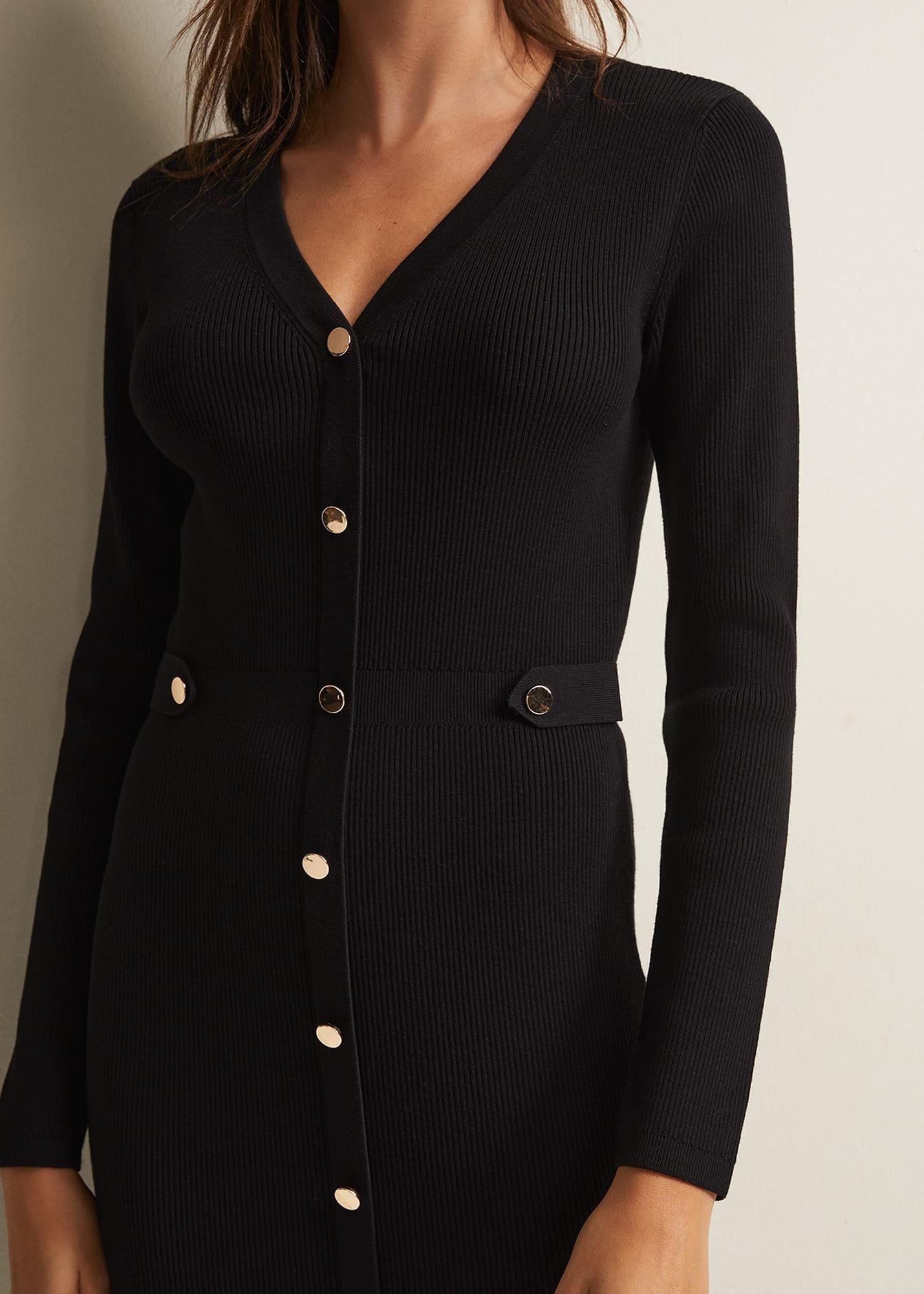 Kinza Black Knitted Mini Dress