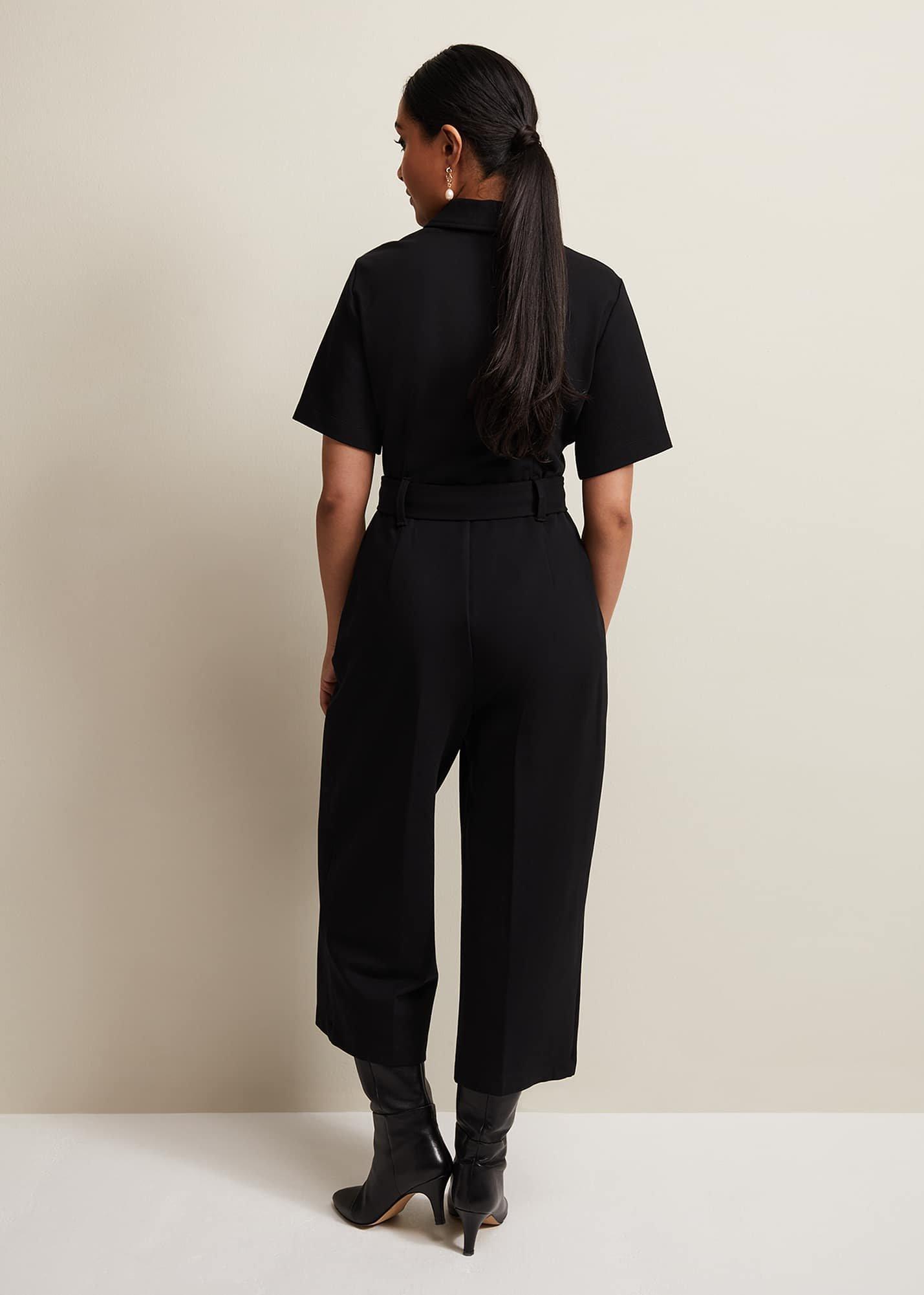 Petite Polly Black Zip Jumpsuit