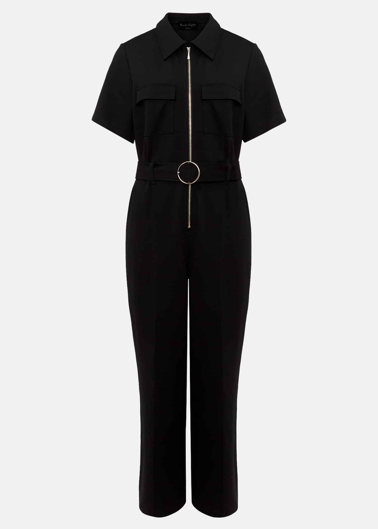 Petite Polly Black Zip Jumpsuit