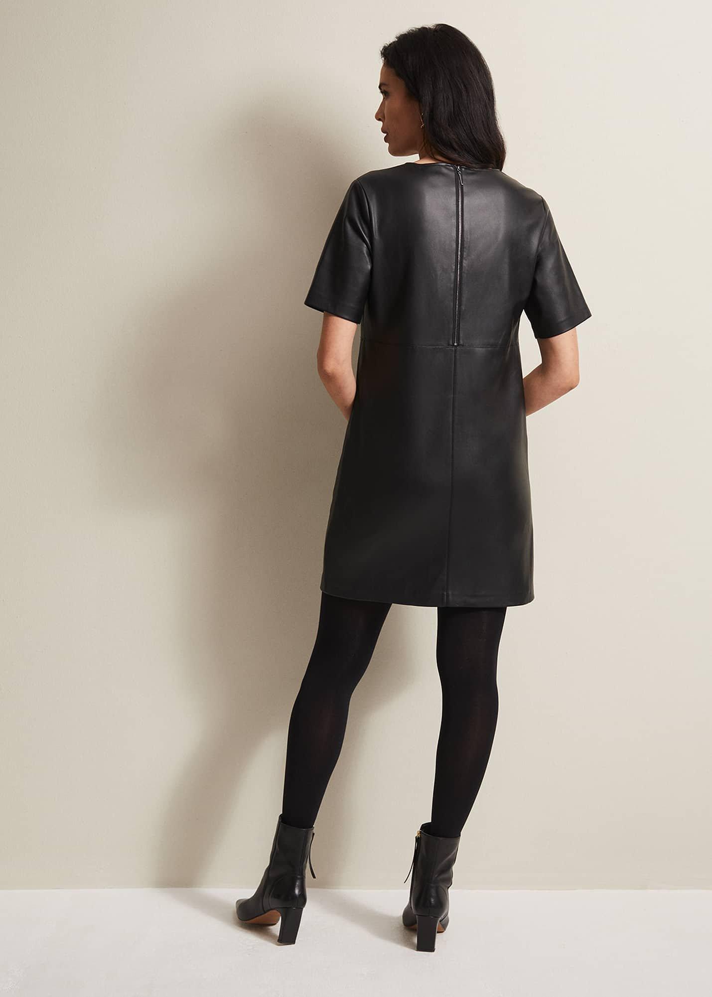 Hilde Faux Leather Shift Mini Dress