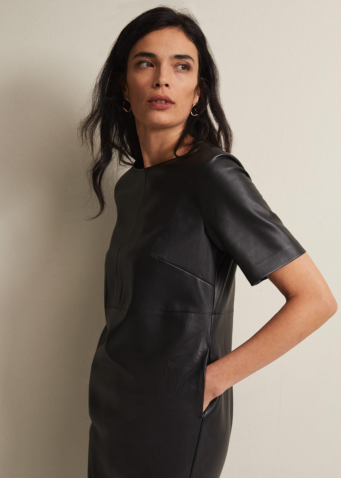 Hilde Faux Leather Shift Mini Dress