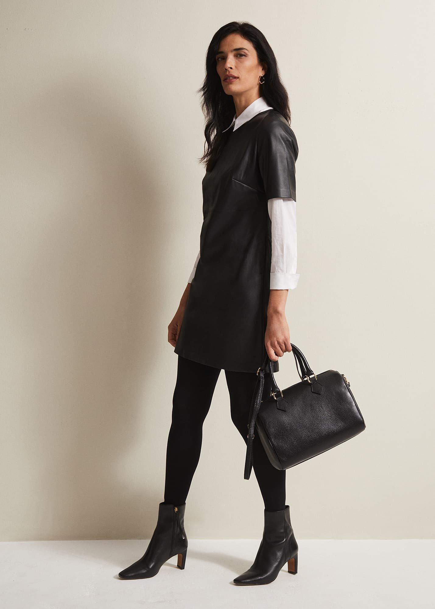 Hilde Faux Leather Shift Mini Dress