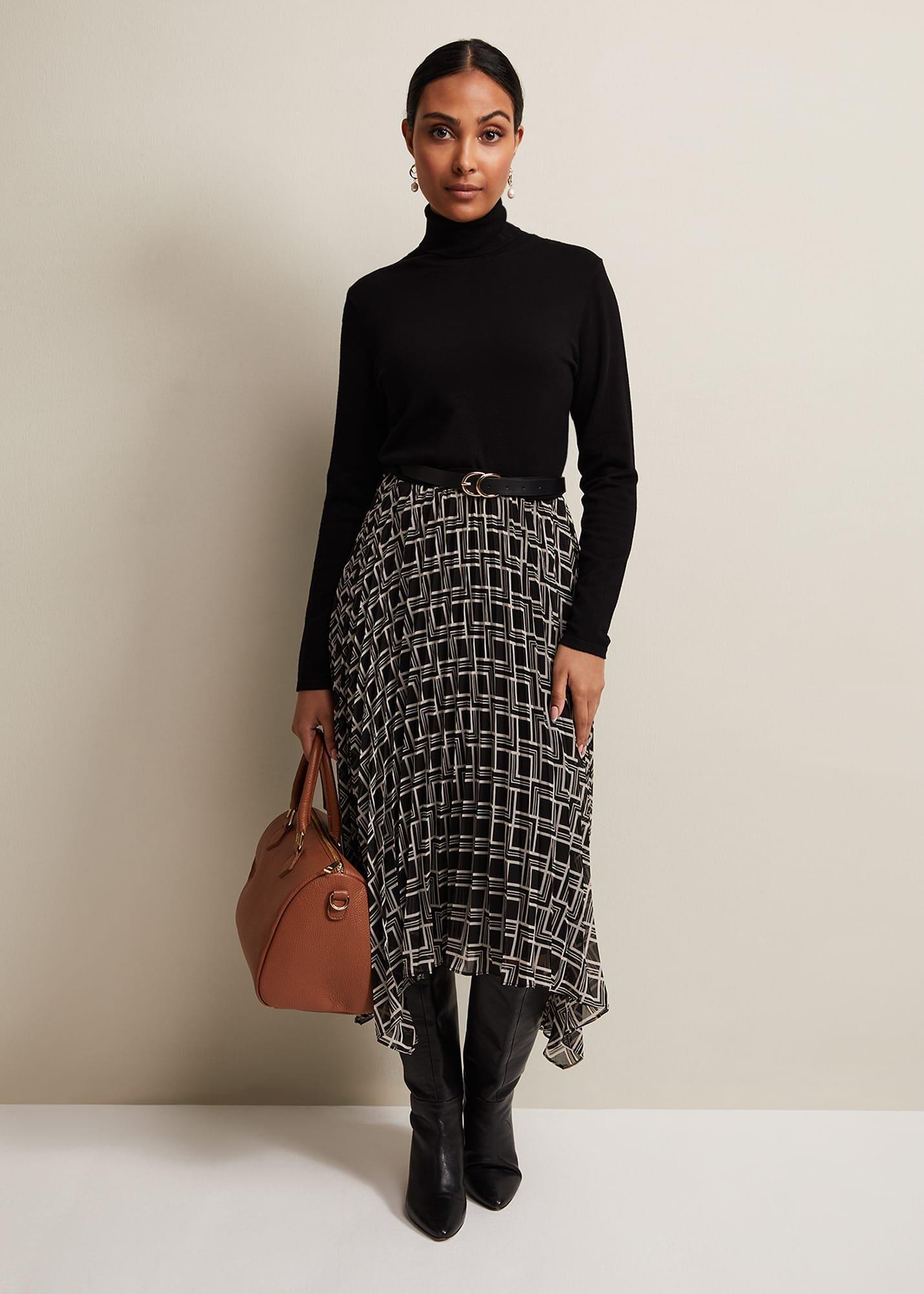 Petite Carle Fine Knit Geometric Dress