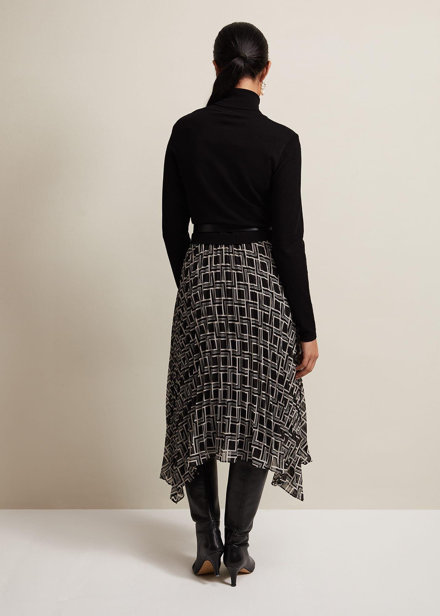 Petite Carle Fine Knit Geometric Dress