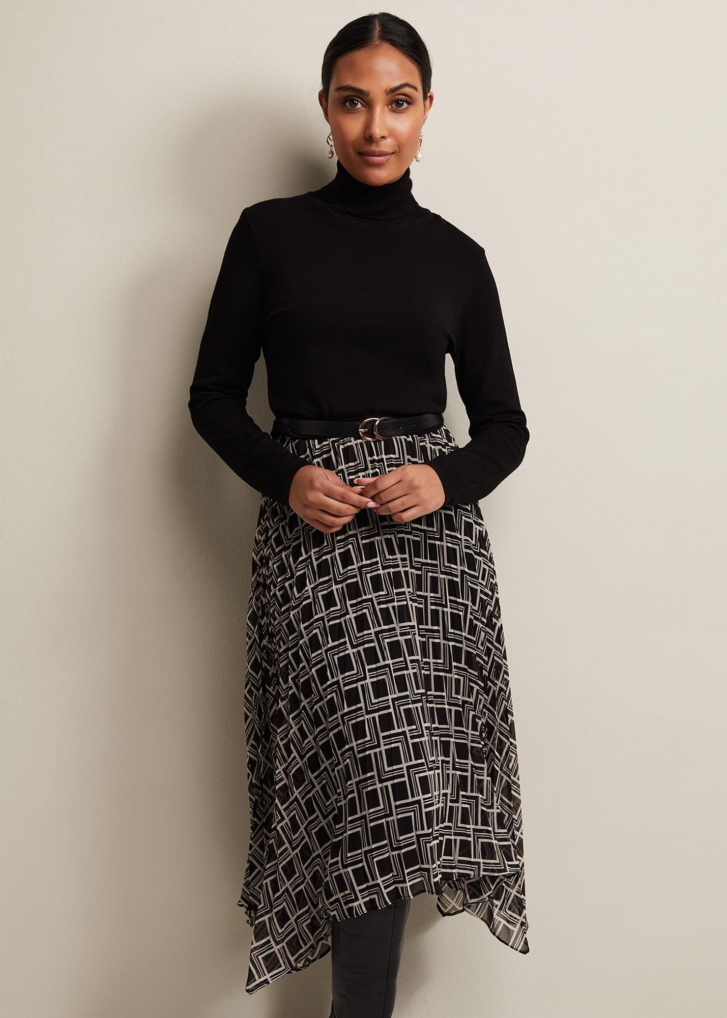Petite Carle Fine Knit Geometric Dress
