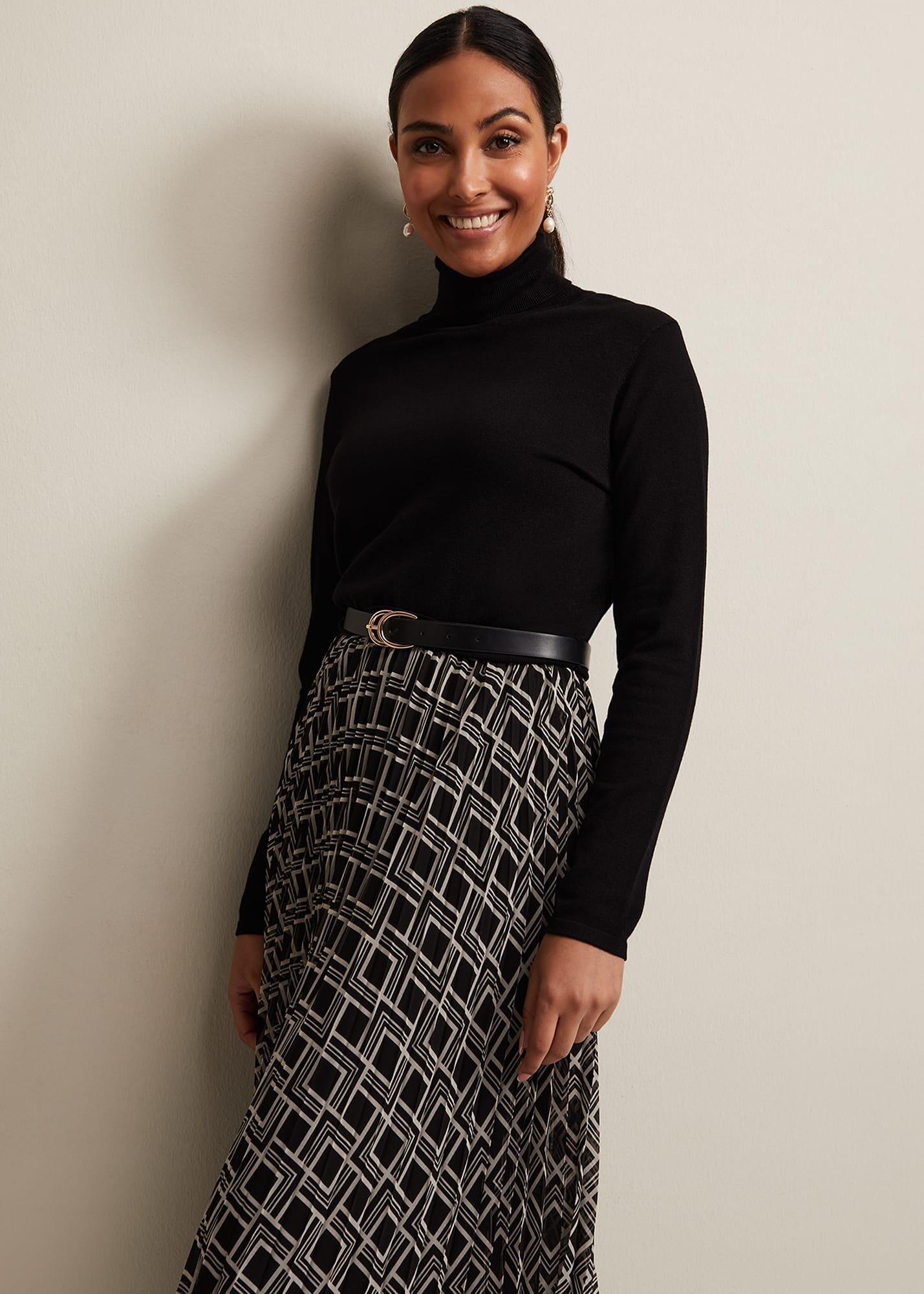 Petite Carle Fine Knit Geometric Dress