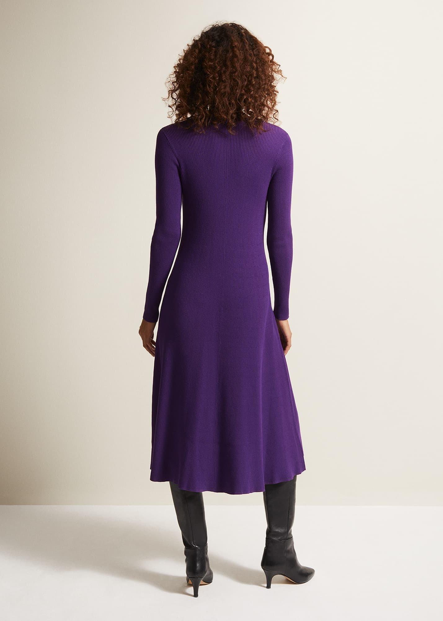Amberlyn Purple Fit And Flare Midi Dress
