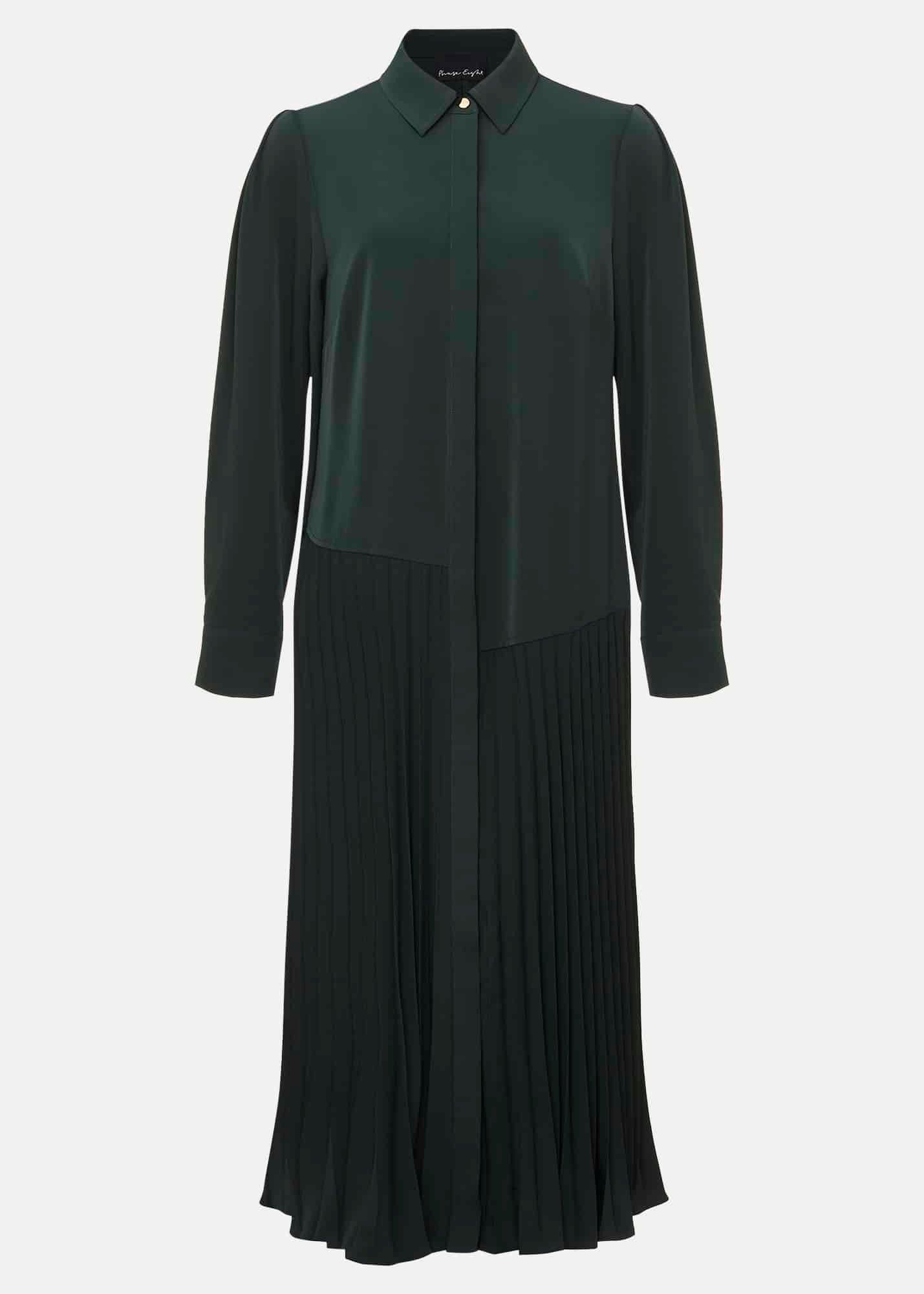 ${product-id}-Helena Pleated Shirt Midi Dress-Dark Green-${view-type}