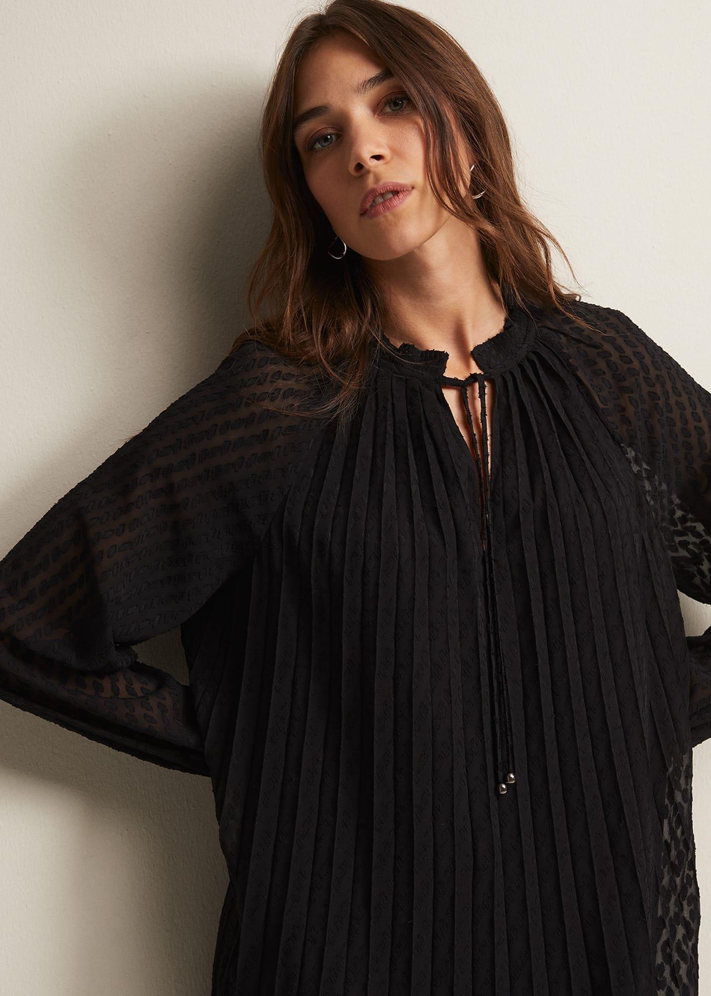 ${product-id}-Nikkita Pleated Swing Mini Dress-Black-${view-type}