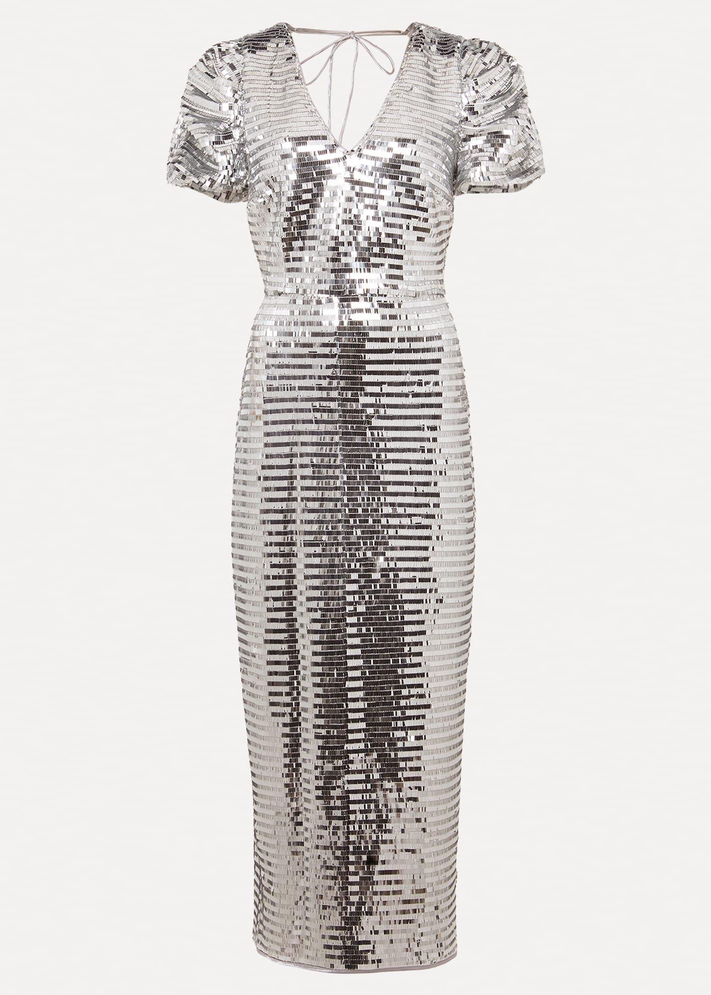 Novalie Silver Sequin Midaxi Dress