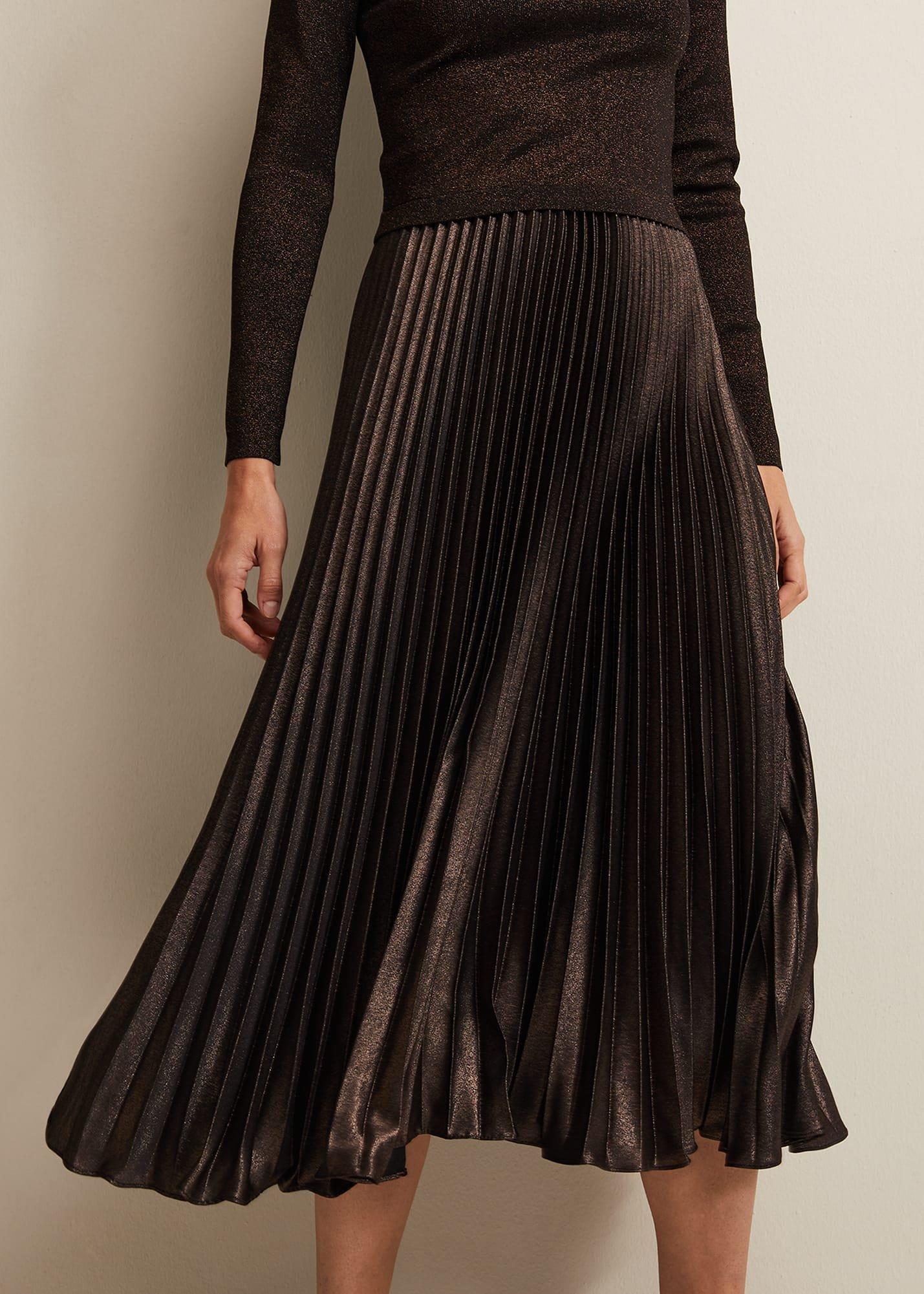 Isla Metallic Pleated Knitted Dress