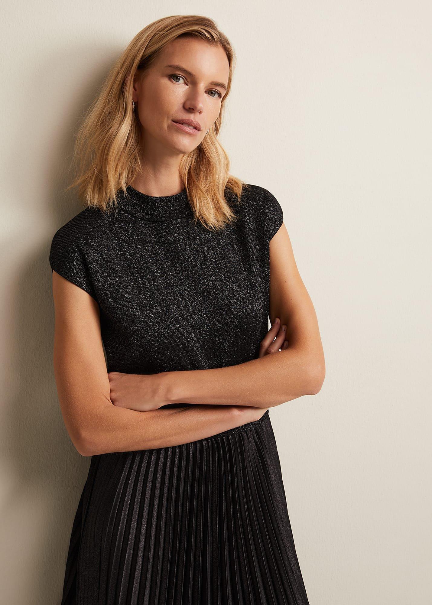 Selena Foil Pleated Midi Dress