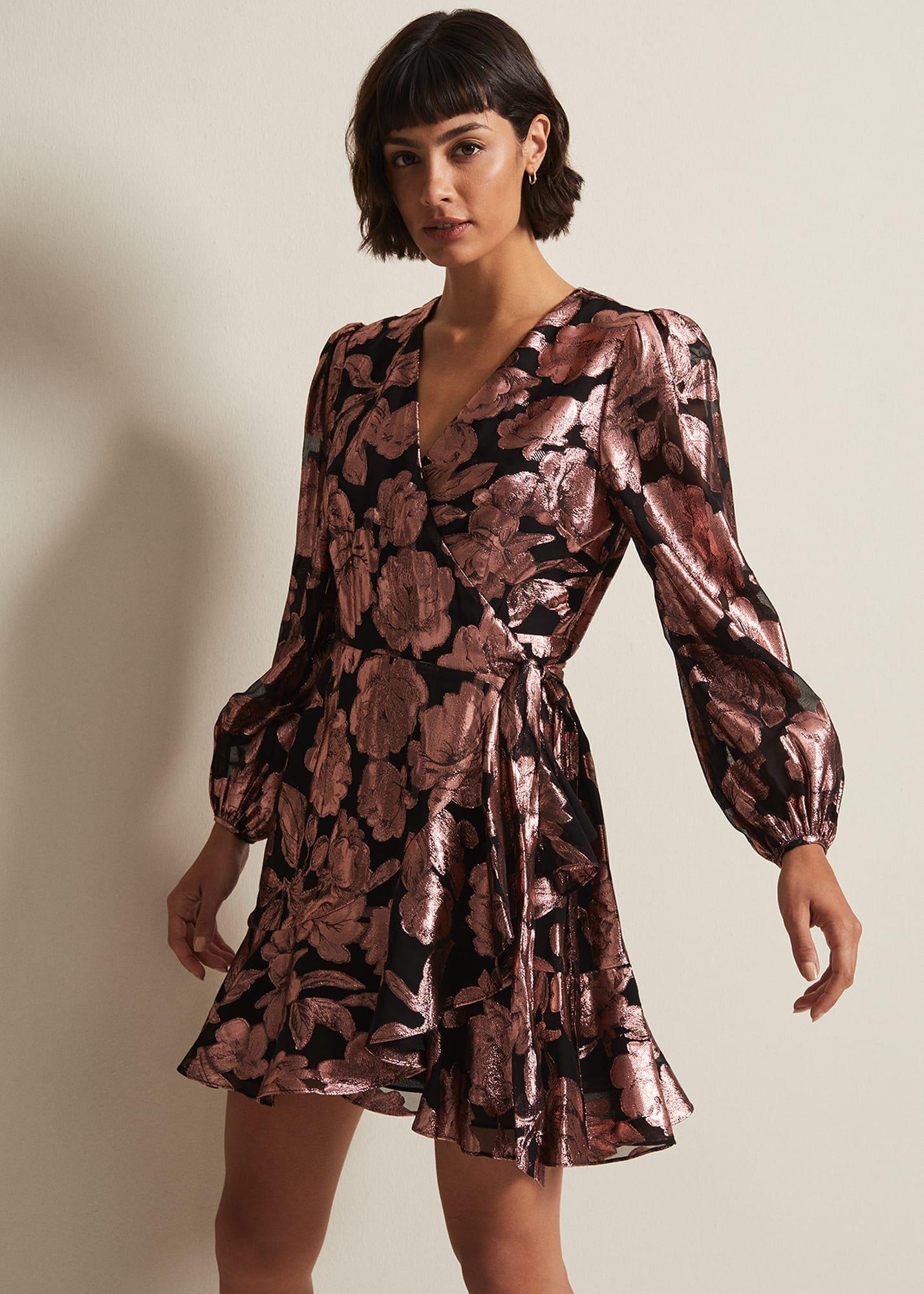 Juniper Foil Jacquard Wrap Dress