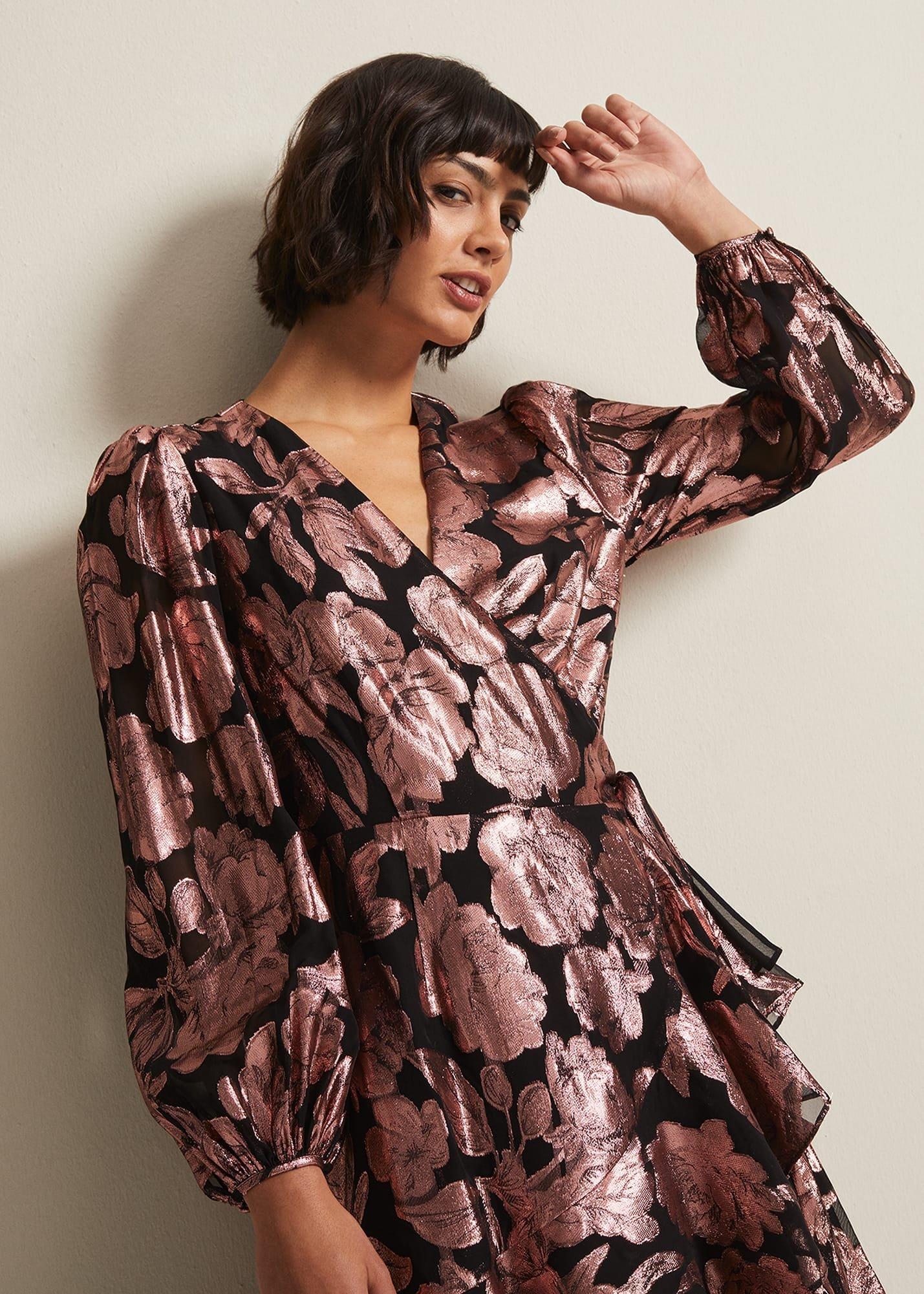 Juniper Foil Jacquard Wrap Dress