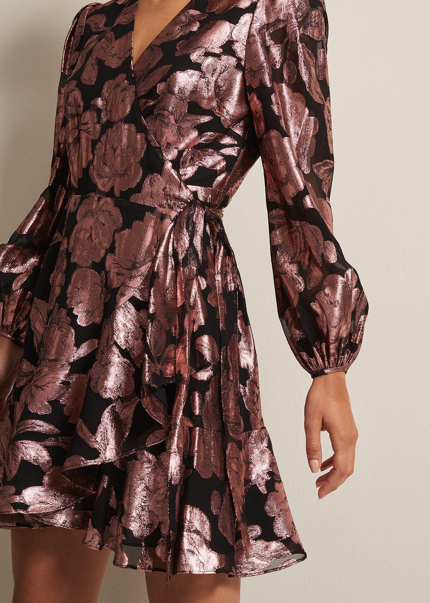 Juniper Foil Jacquard Wrap Dress