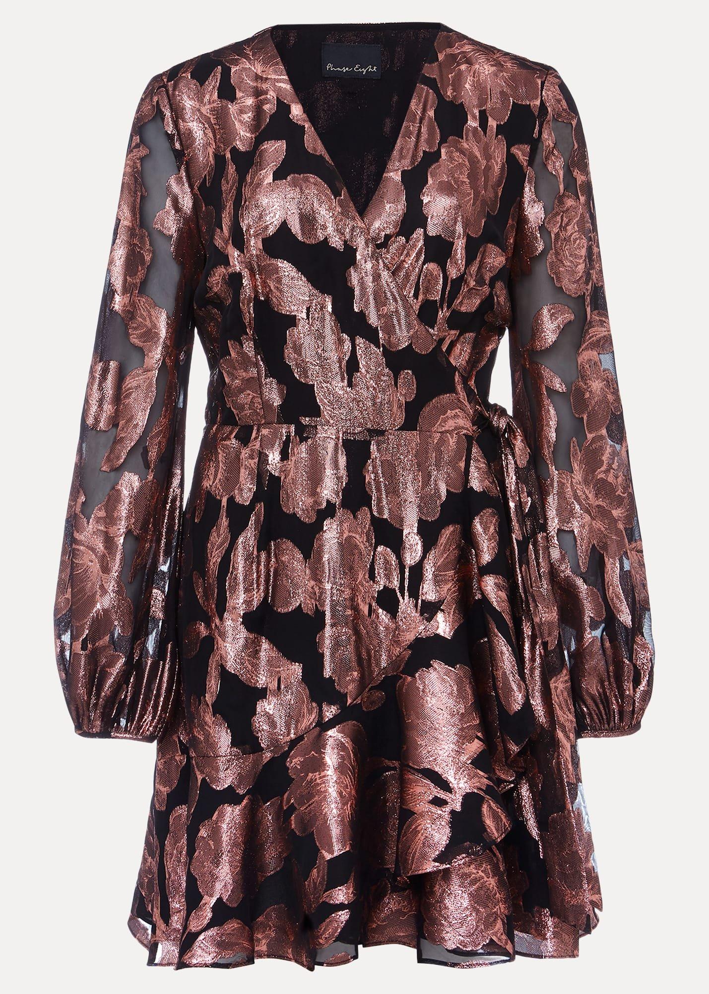 Juniper Foil Jacquard Wrap Dress