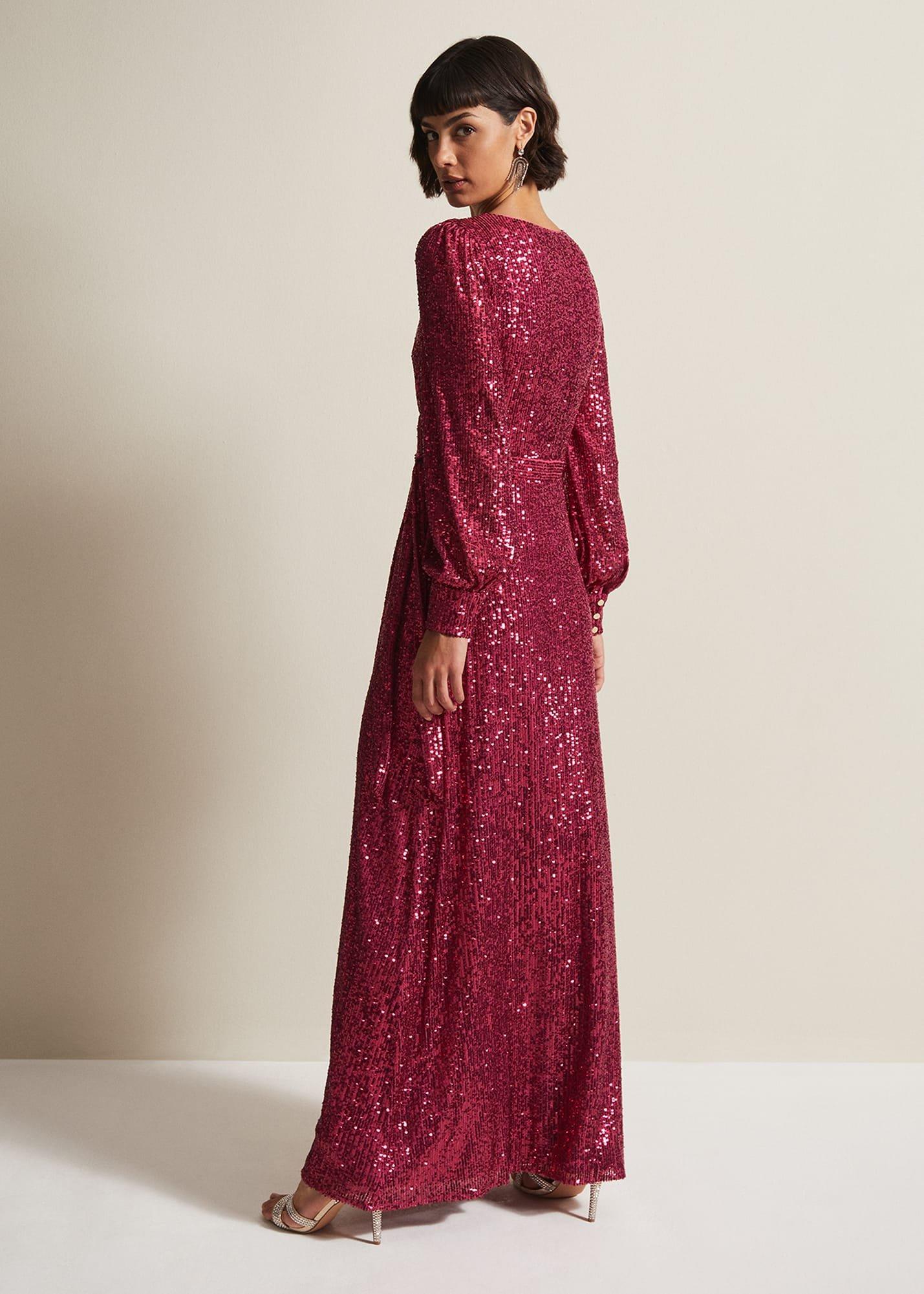 Amily Pink Sequin Maxi Dress