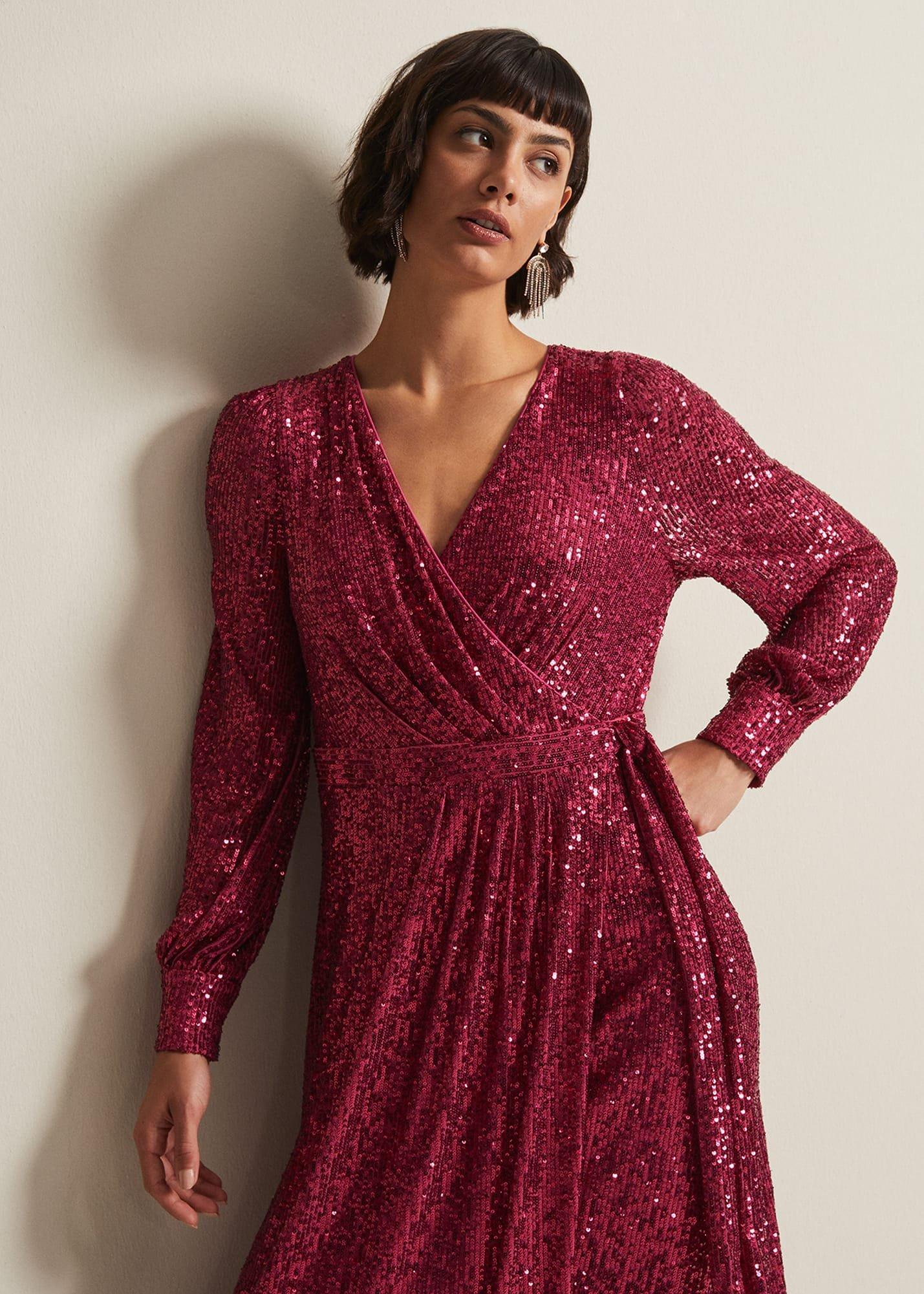 Amily Pink Sequin Maxi Dress