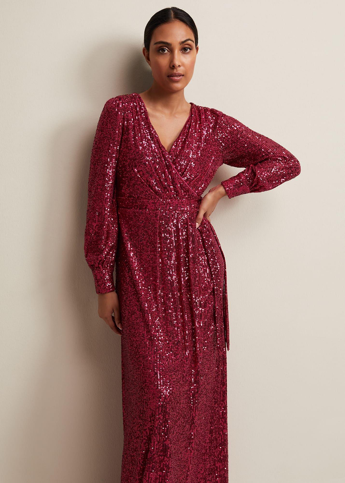 Petite Amily Pink Sequin Maxi Dress
