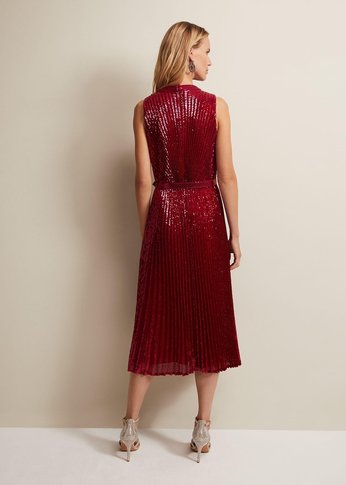 Simara Pink Sequin Midi Dress