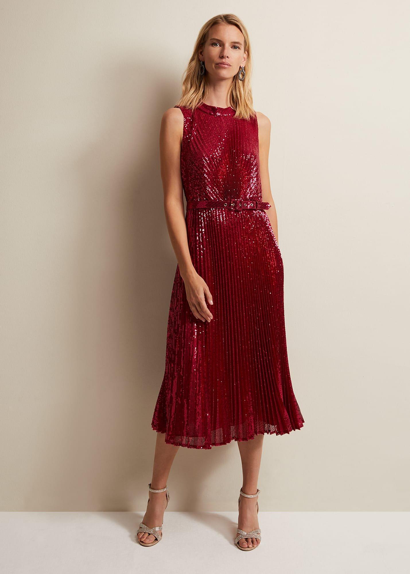 Simara Pink Sequin Midi Dress