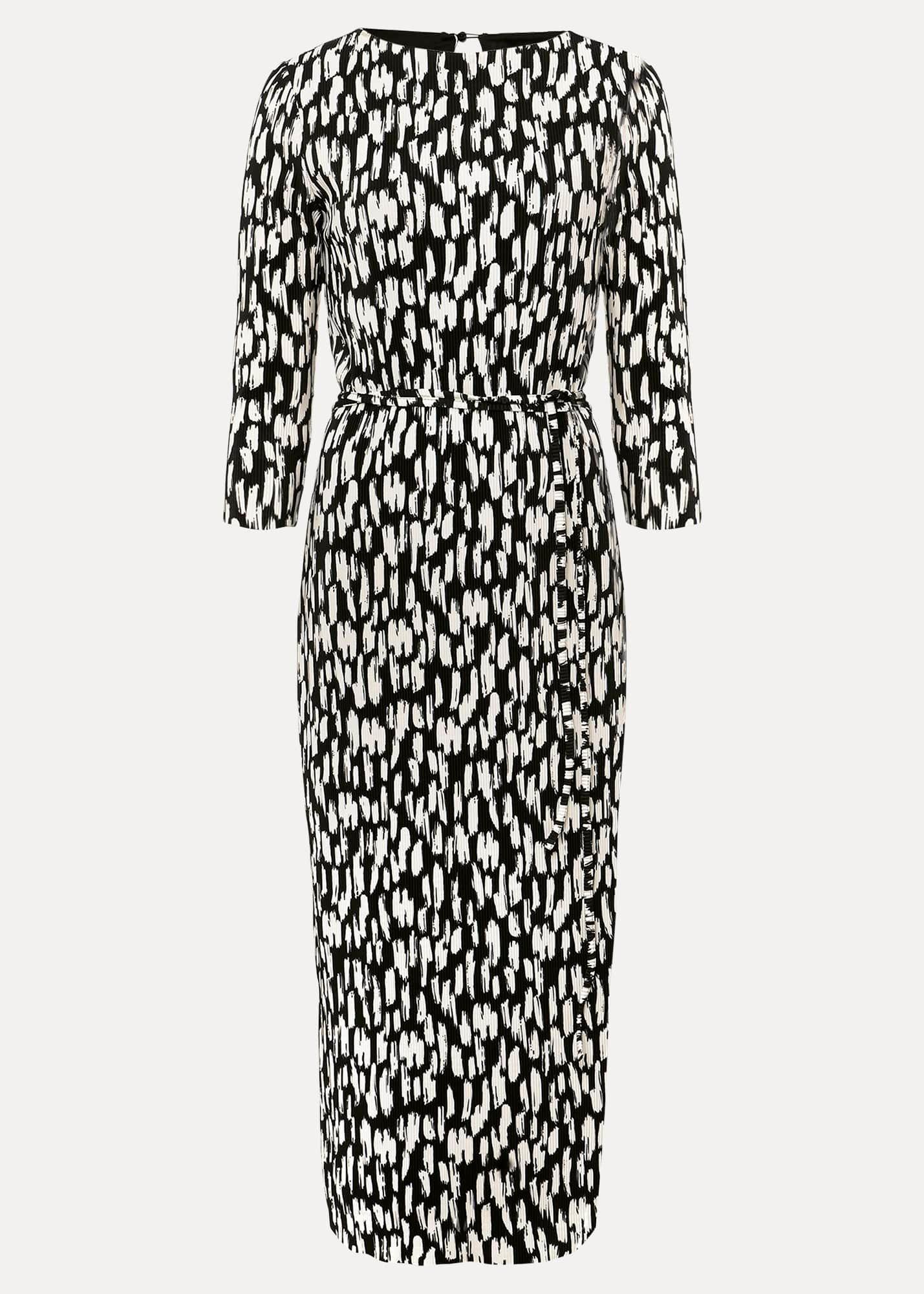 Jane Spotted Plisse Midi Dress