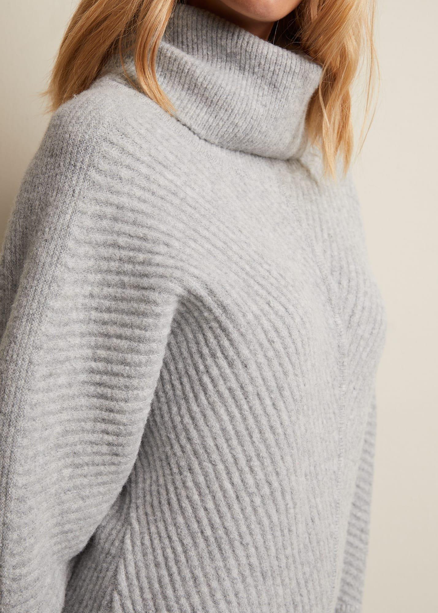 Fillipa Grey Knitted Tunic Mini Dress