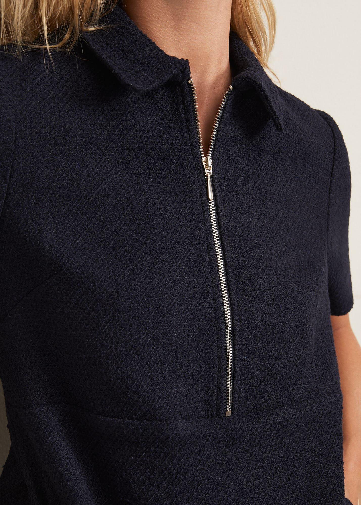 Lana Tweed Zip Tunic Mini Dress