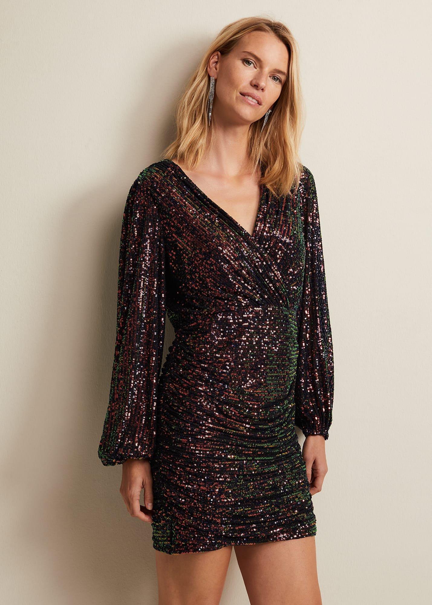 Ruby Sequin Ruched Mini Dress