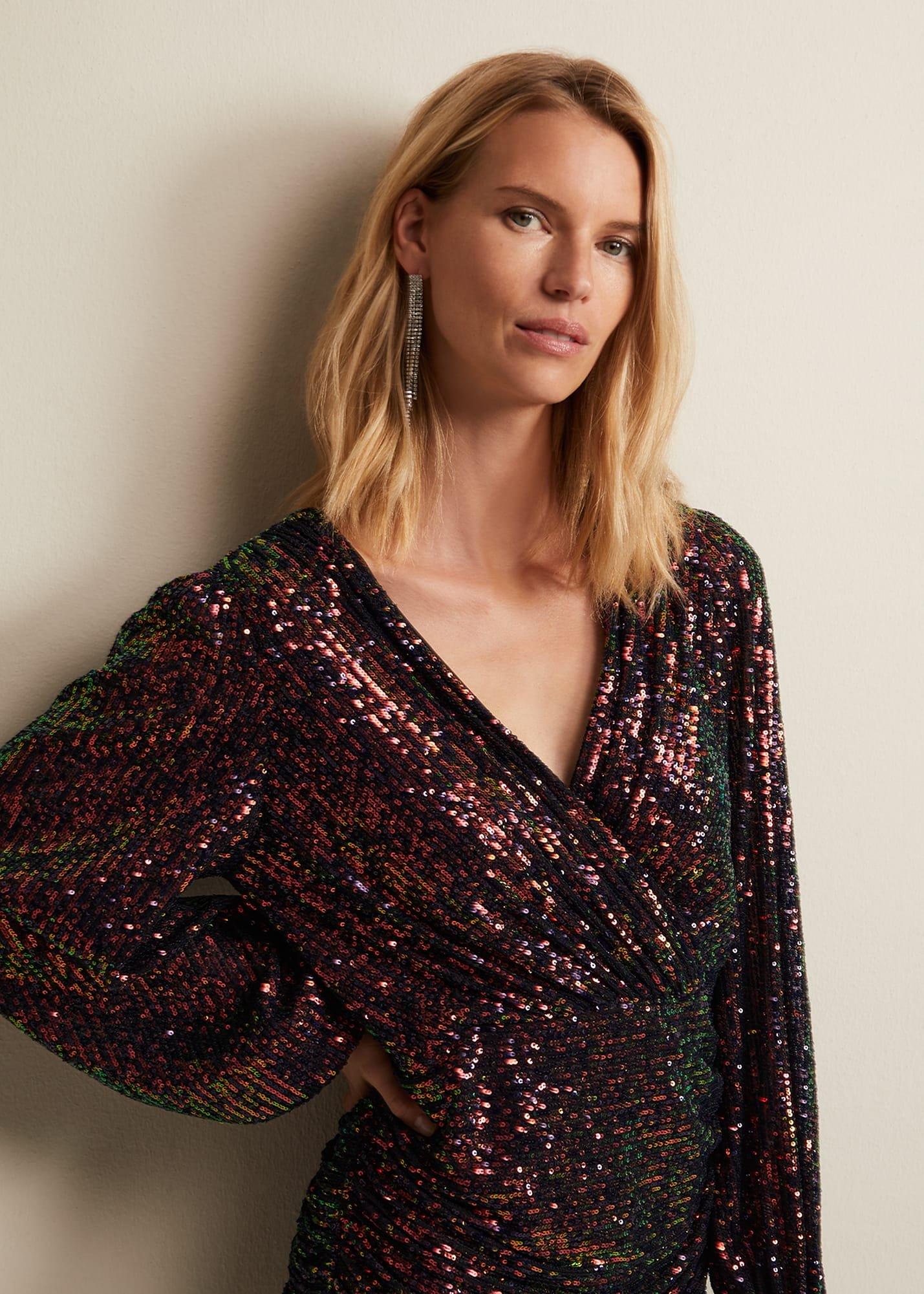 Ruby Sequin Ruched Mini Dress